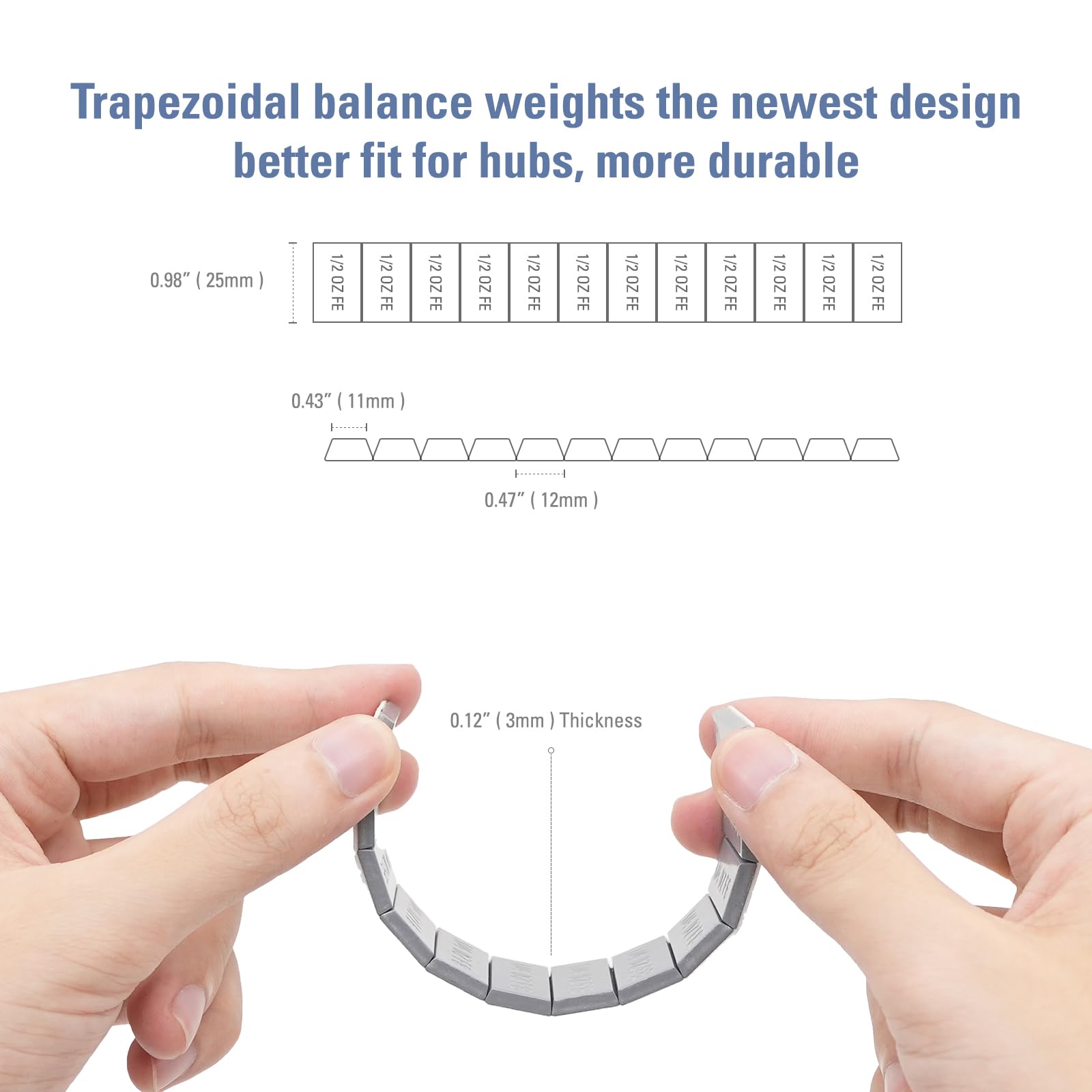 CKAuto Trapezium Adhesive Stick on Wheel Weights,EasyPeel Tape, 72oz/Box, US Quality