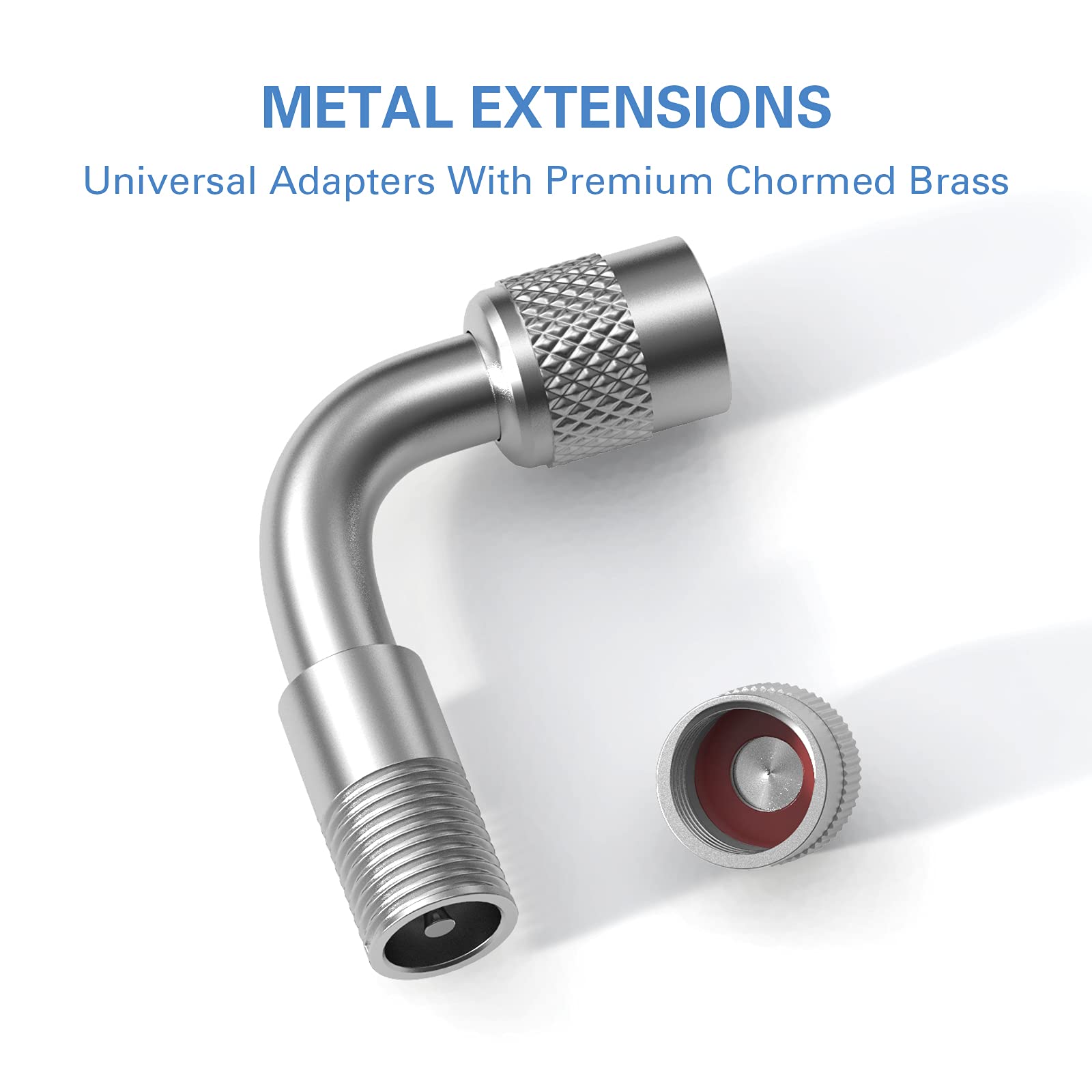 CKAutoMetal Valve Stem Extenders, Universal Valve Stem Extensions Made of EPDM Rubber, Fit for Heavy Vehicles, Silver