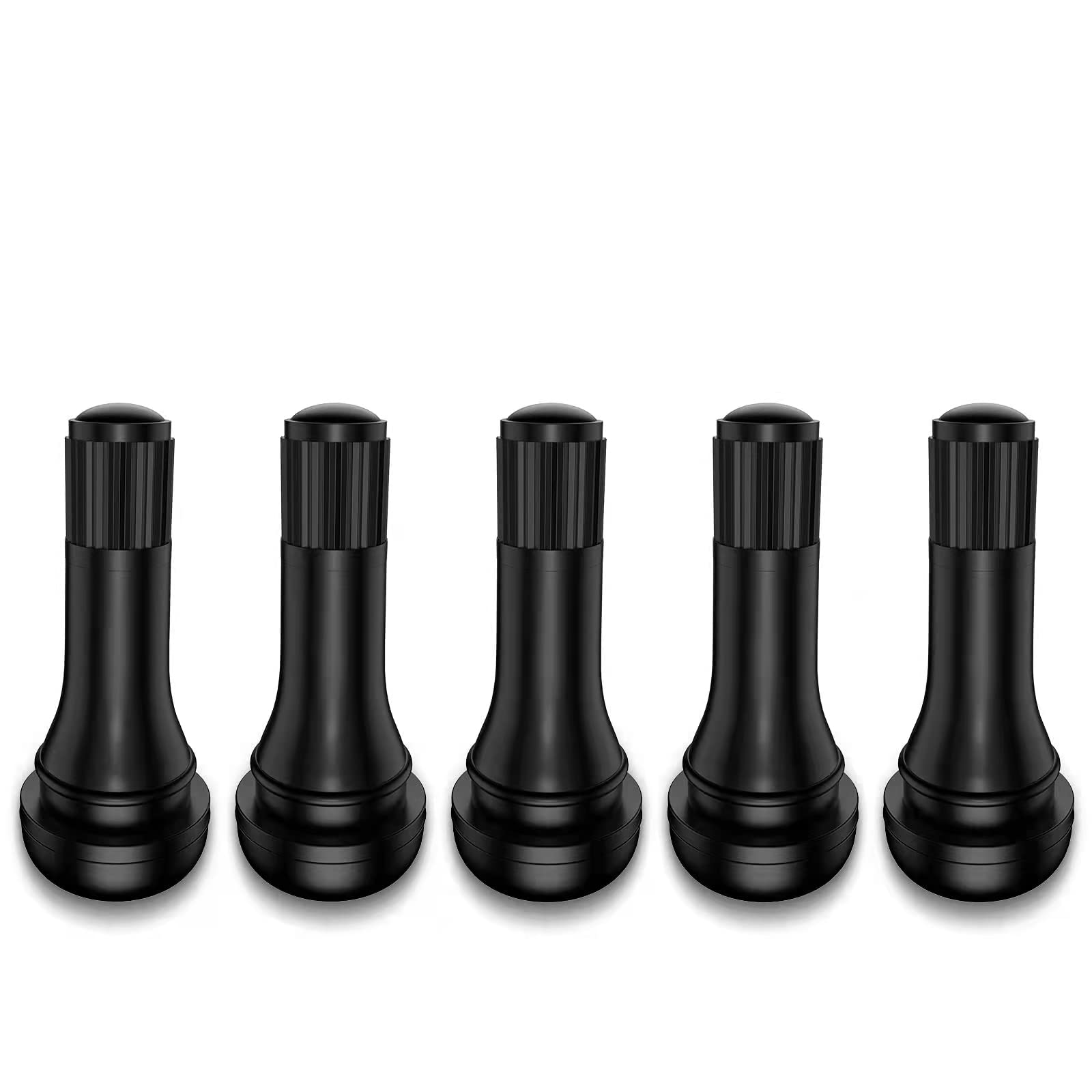 CKAuto Rubber Snap-in Short Black Tire Valve Stem for Tubeless Rim Holes on Standard Vehicle Tires