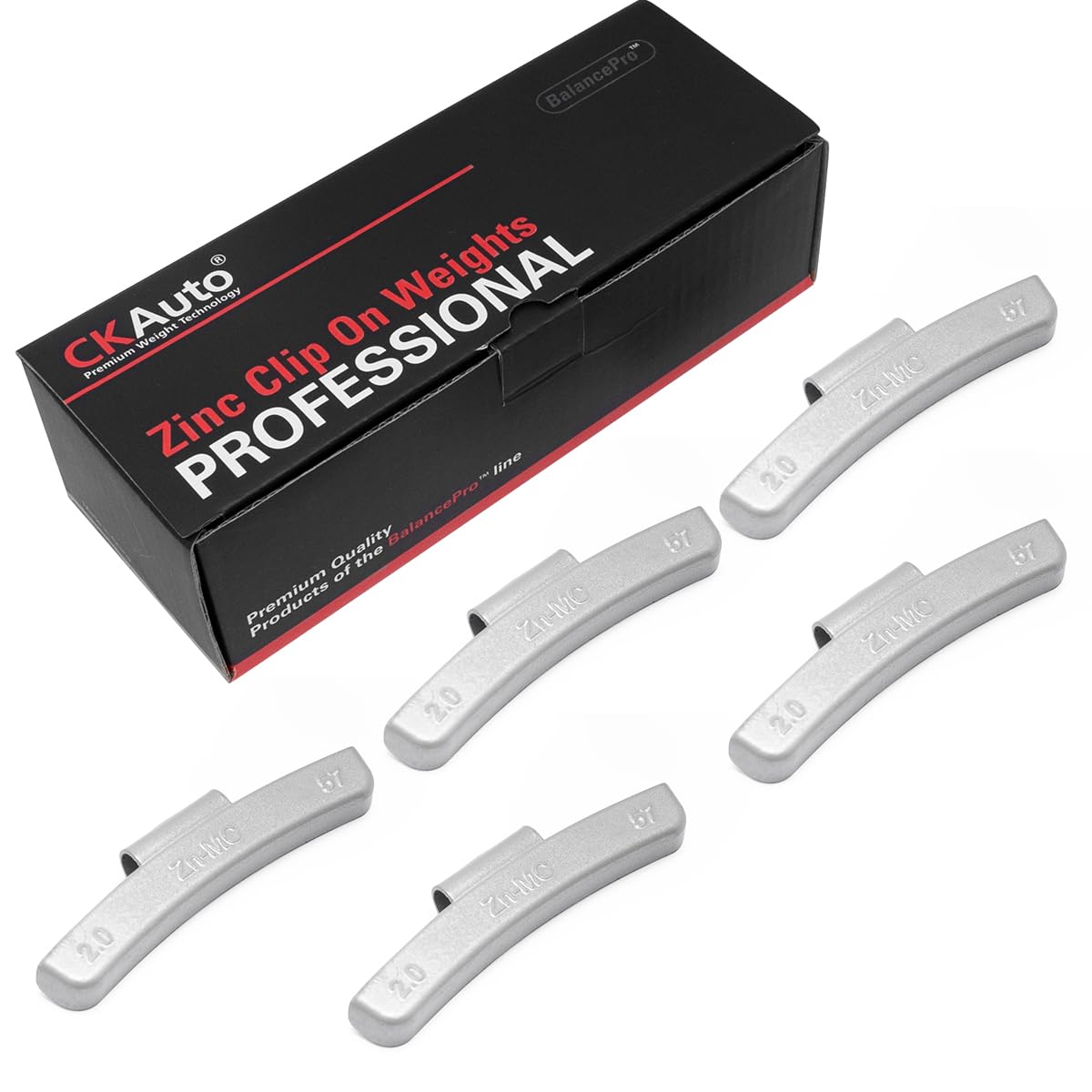 CKAuto MC Style Zinc Clip on Wheel Weights, Coated, suitable for Aluminum Rims