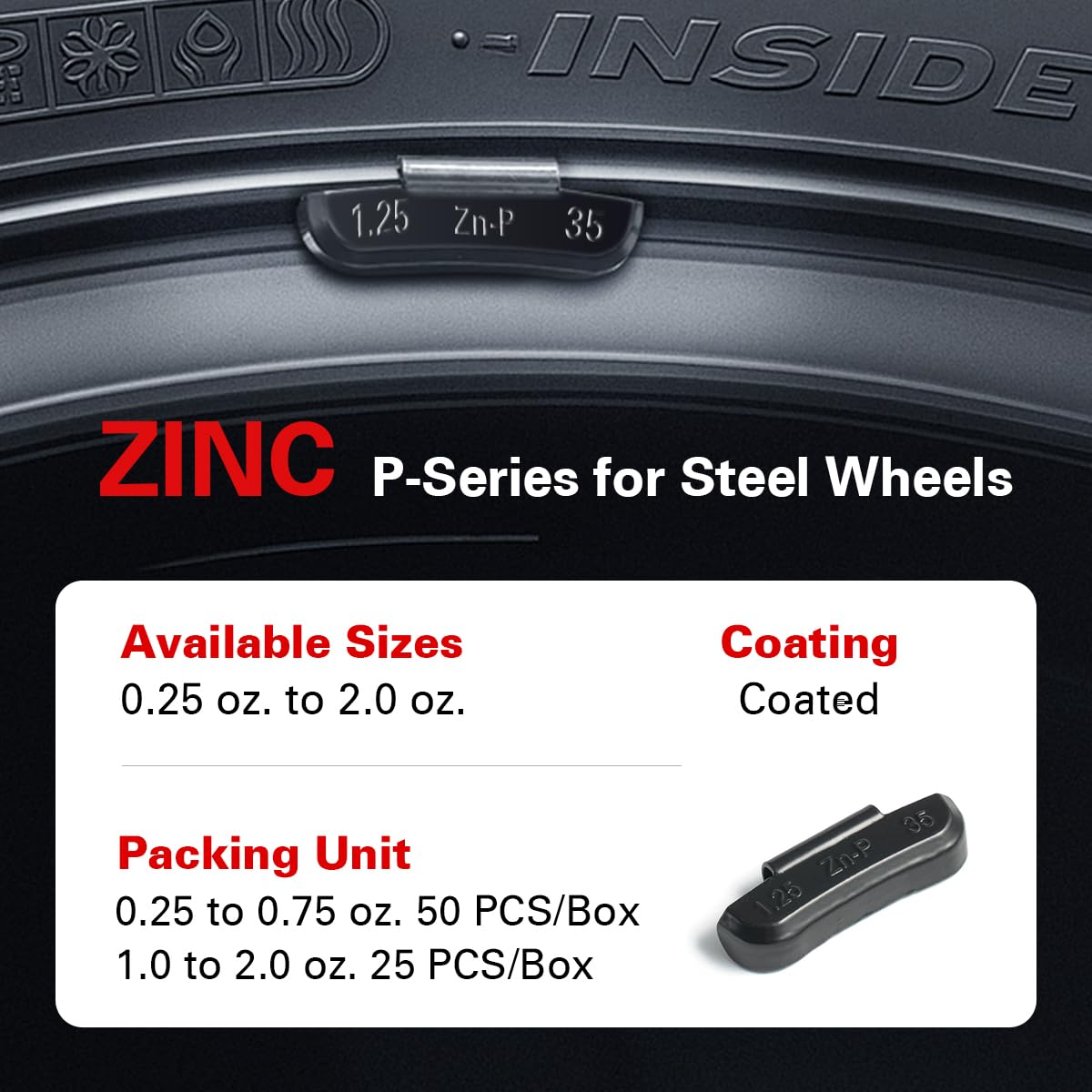 CKAuto P Series Zinc Clip on Wheel Weights Assortment, Fit for Steel Wheel
