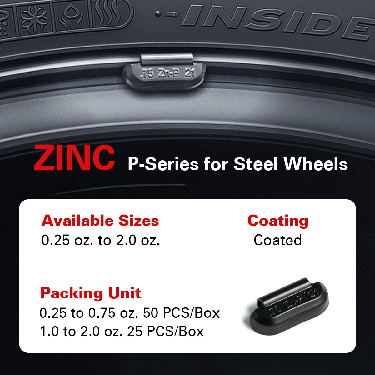 CKAuto P Series Zinc Clip on Wheel Weights Assortment, Fit for Steel Wheel
