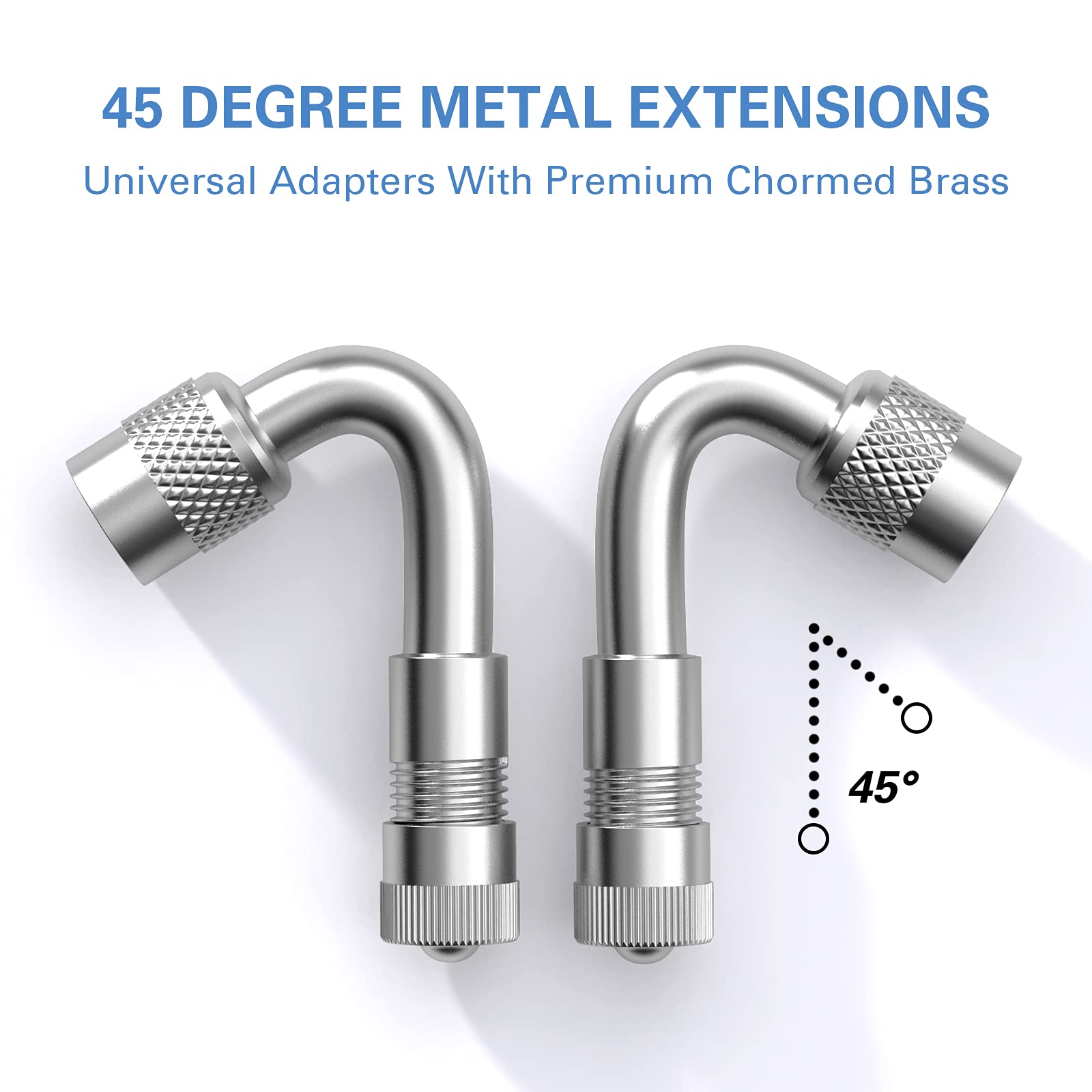 CKAutoMetal Valve Stem Extenders, Universal Valve Stem Extensions Made of EPDM Rubber, Fit for Heavy Vehicles, Silver