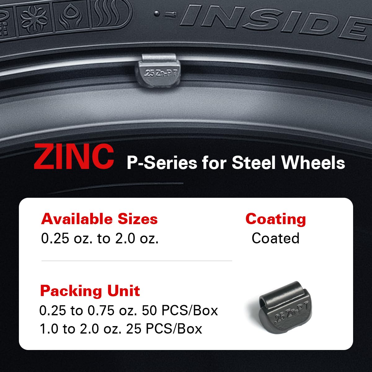 CKAuto P Series Zinc Clip on Wheel Weights Assortment, Fit for Steel Wheel