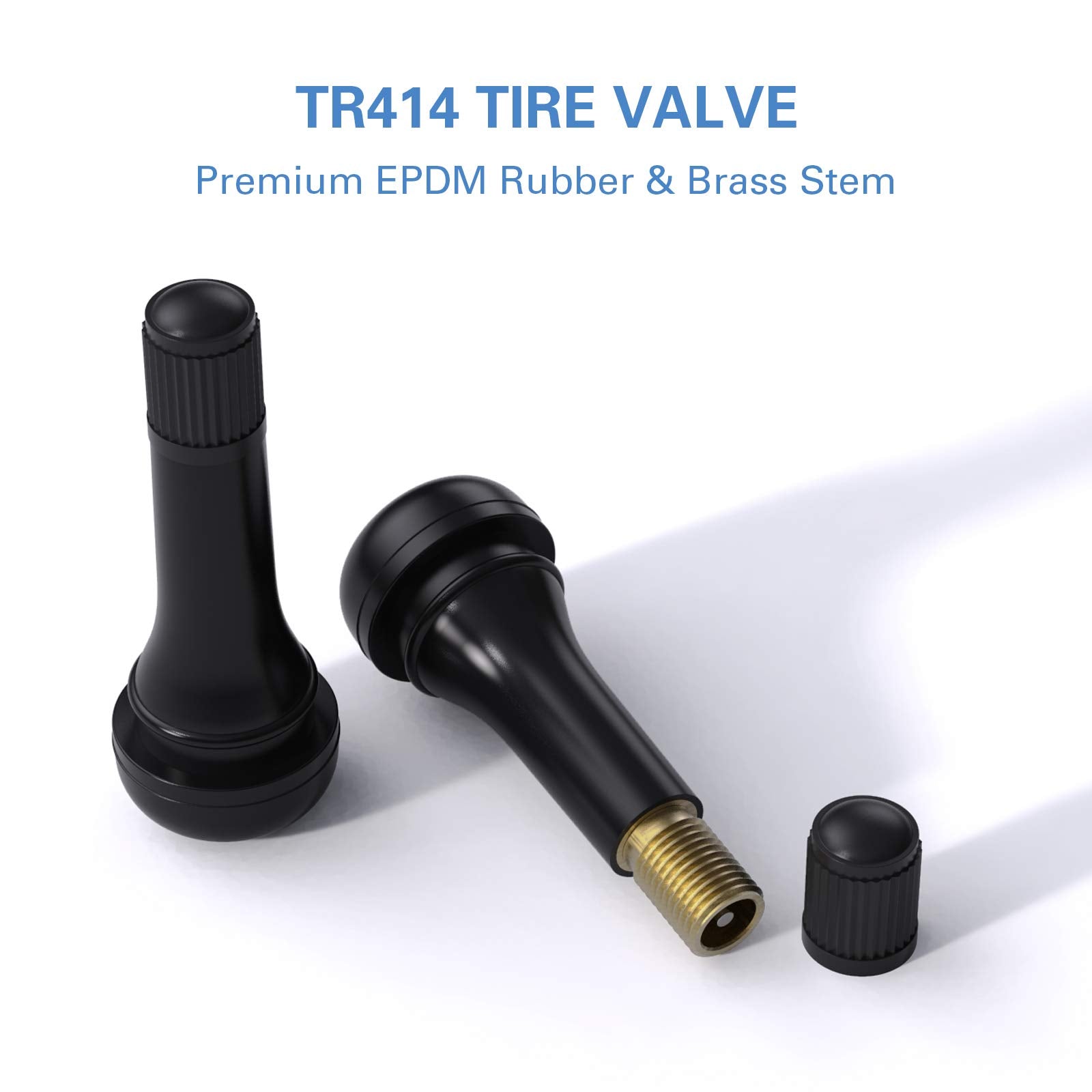 CKAuto Rubber Snap-in Short Black Tire Valve Stem for Tubeless Rim Holes on Standard Vehicle Tires