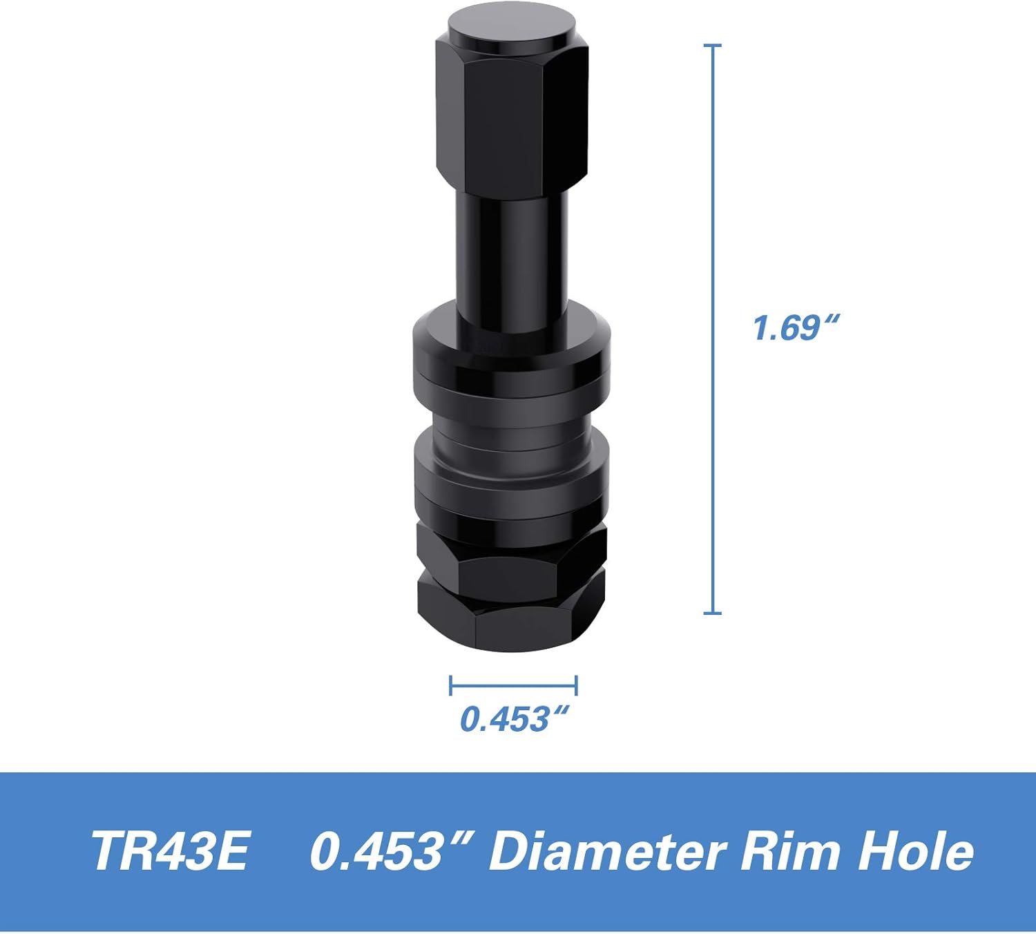 CKAuto 5 Pcs VS43/TR43E Tubeless Metal Clamp-in Valve Stems, Black Finish
