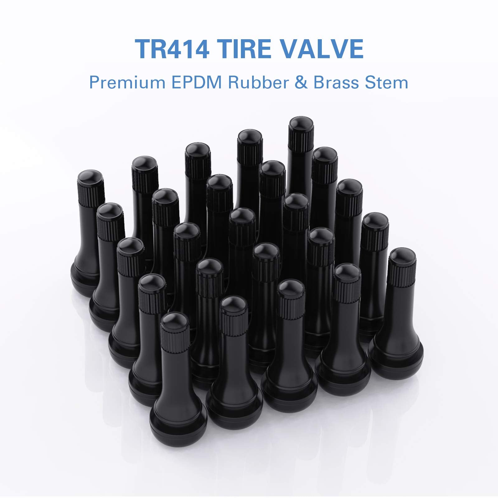 CKAuto Rubber Snap-in Short Black Tire Valve Stem for Tubeless Rim Holes on Standard Vehicle Tires