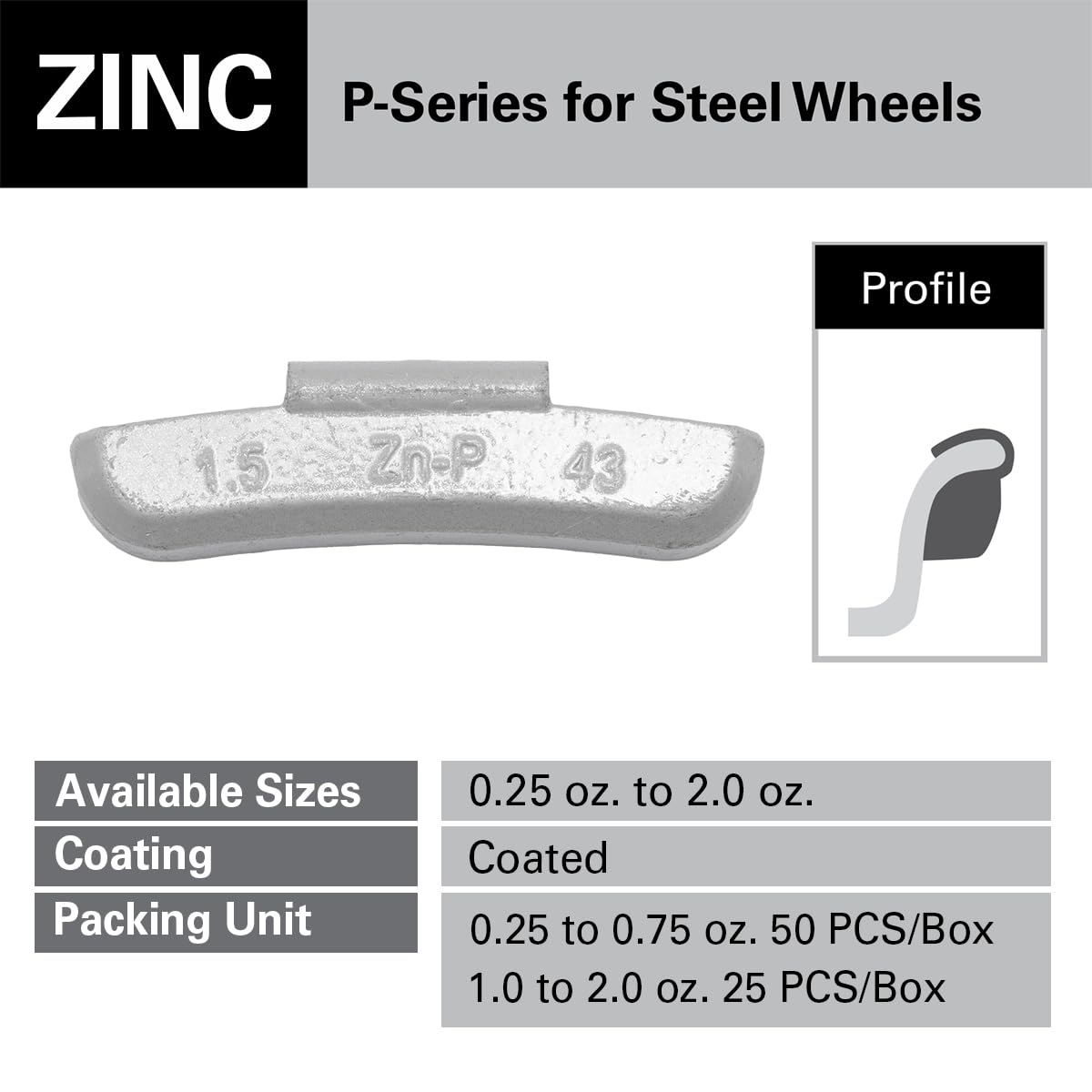 CKAuto P Series Zinc Clip on Wheel Weights Assortment, Fit for Steel Wheel