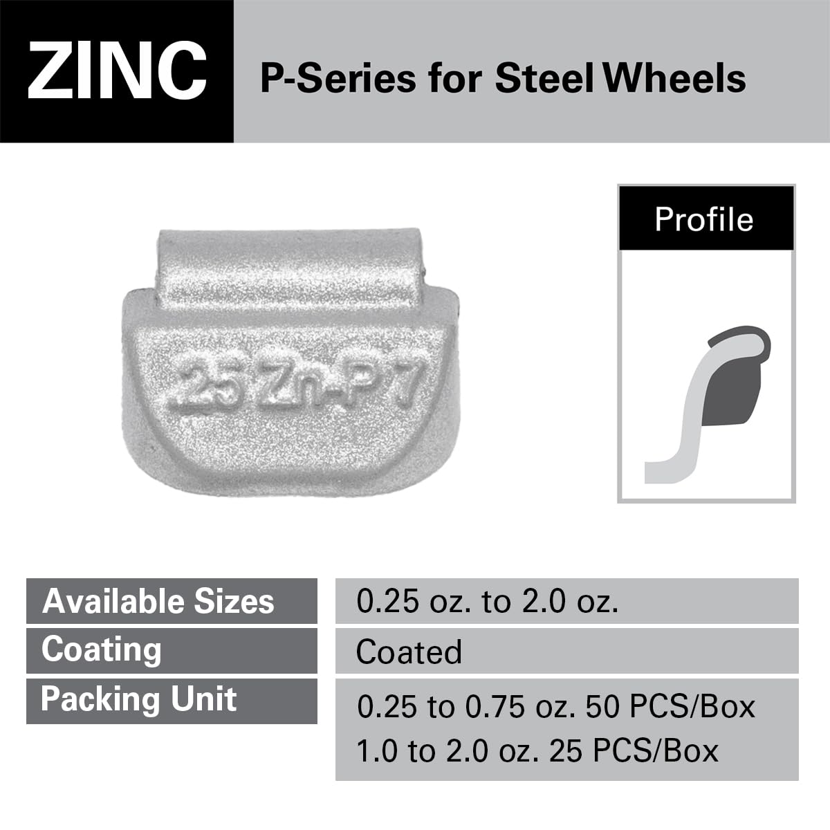 CKAuto P Series Zinc Clip on Wheel Weights Assortment, Fit for Steel Wheel