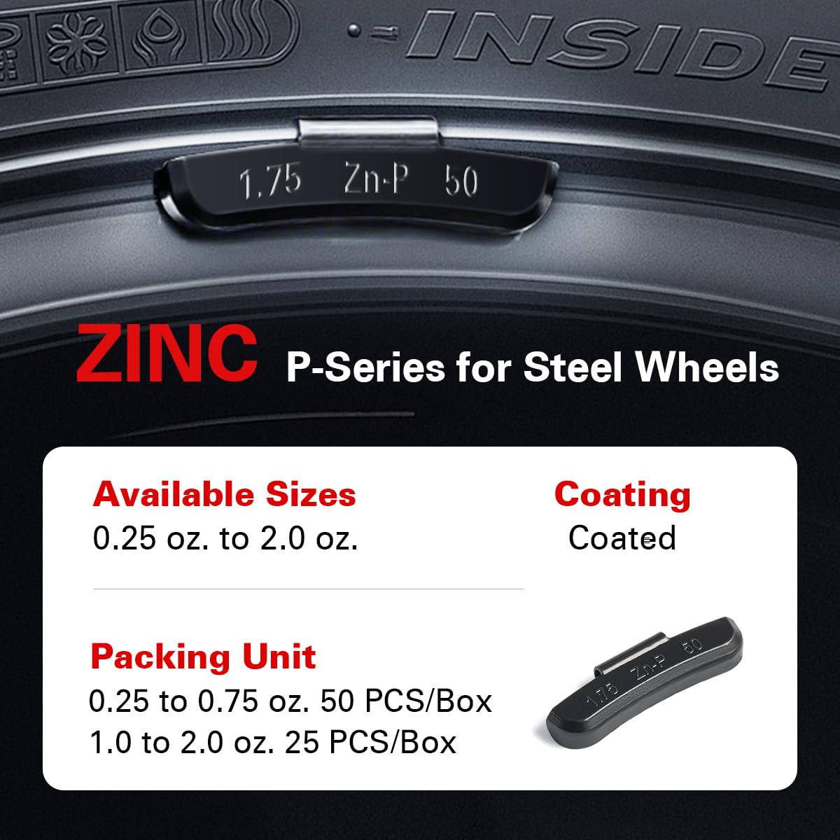 CKAuto P Series Zinc Clip on Wheel Weights Assortment, Fit for Steel Wheel