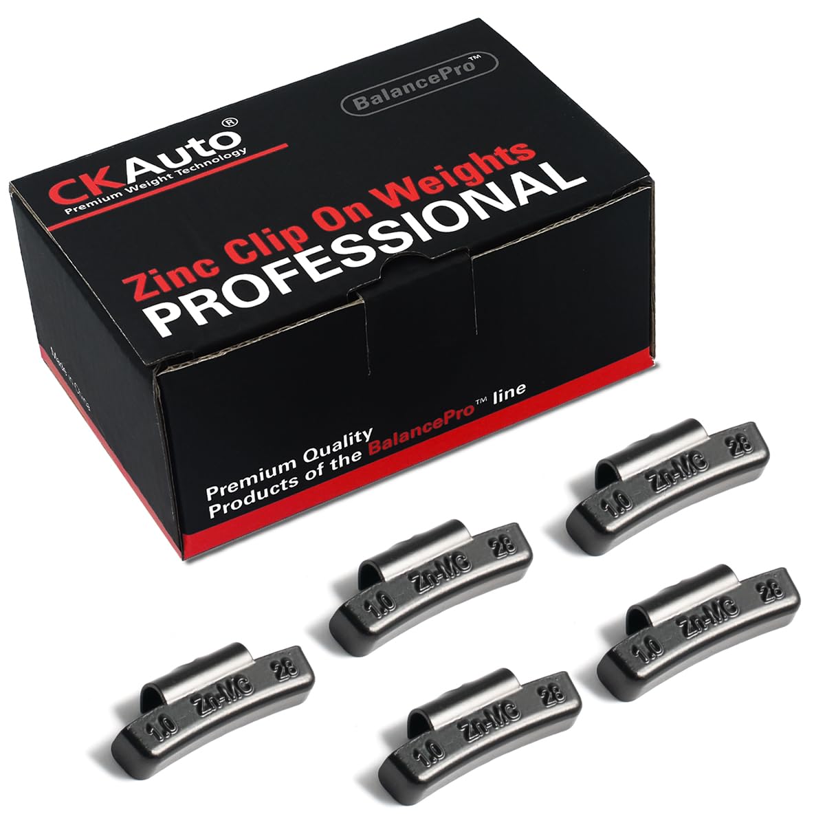 CKAuto MC Style Zinc Clip on Wheel Weights, Coated, suitable for Aluminum Rims