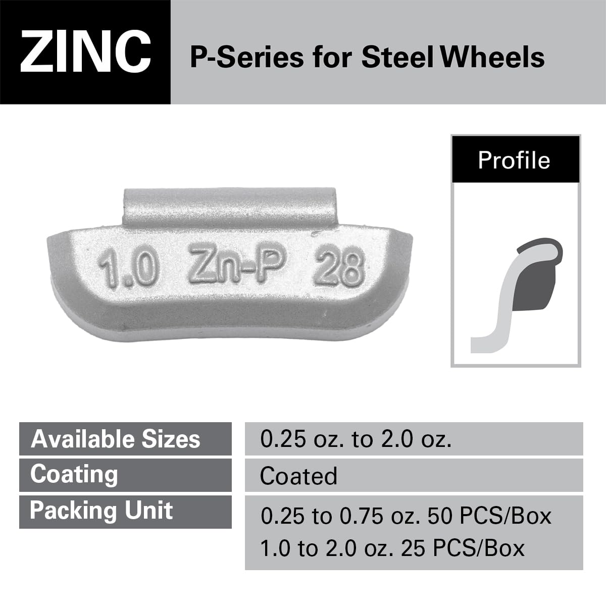 CKAuto P Series Zinc Clip on Wheel Weights Assortment, Fit for Steel Wheel