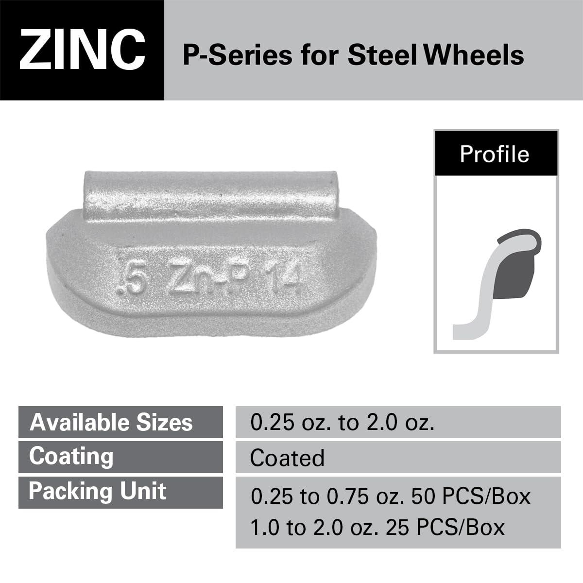 CKAuto P Series Zinc Clip on Wheel Weights Assortment, Fit for Steel Wheel