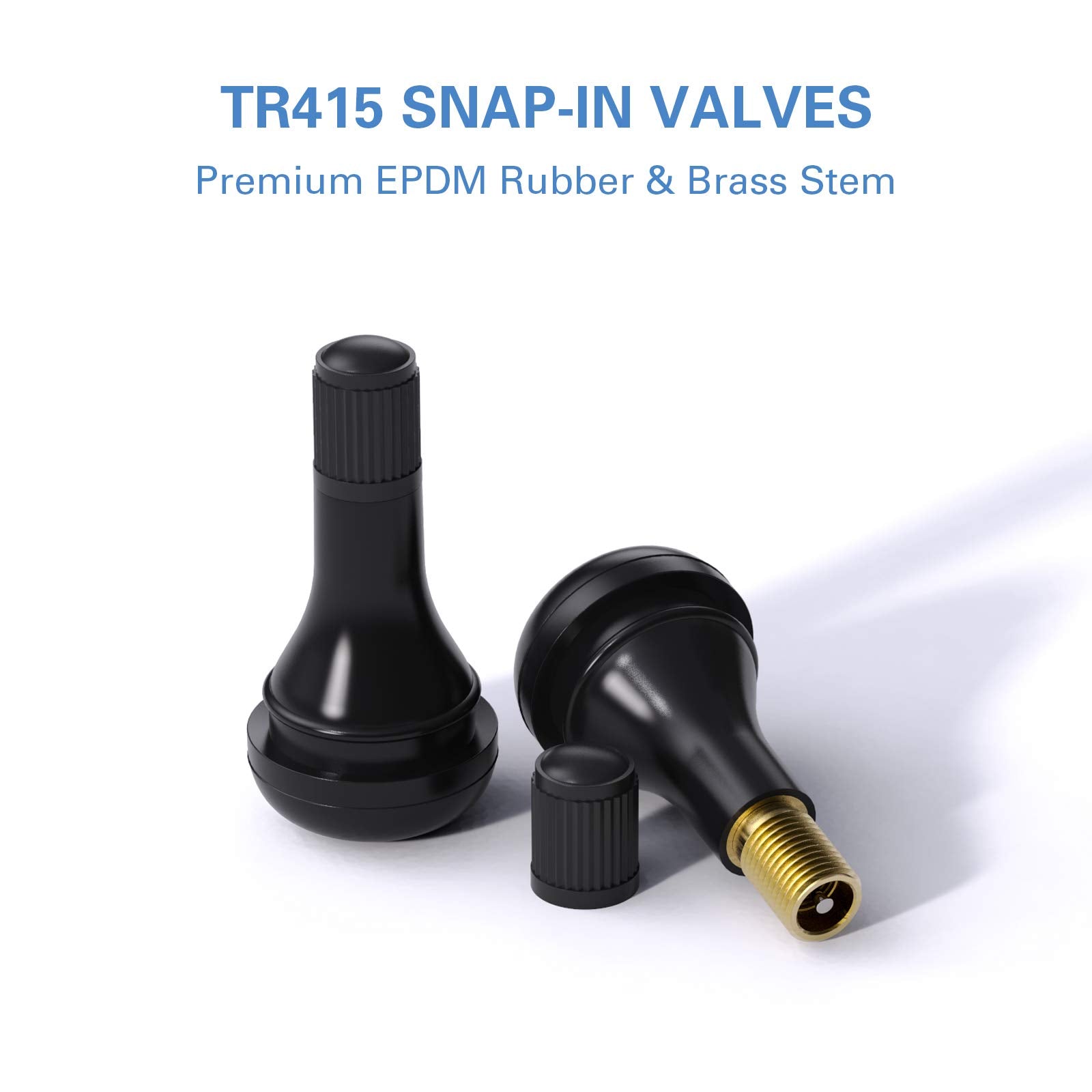 CKAuto Rubber Snap-in Short Black Tire Valve Stem for Tubeless Rim Holes on Standard Vehicle Tires