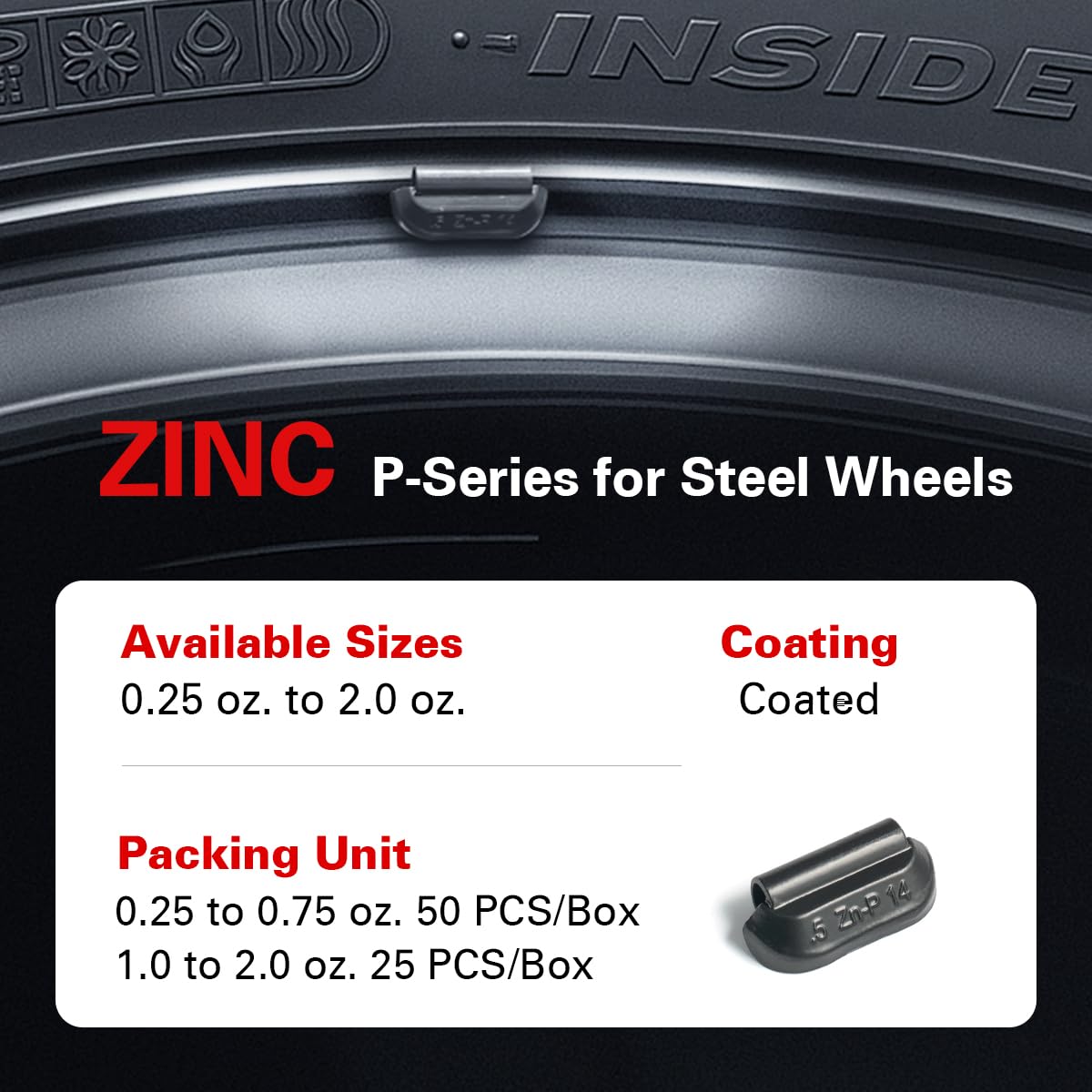 CKAuto P Series Zinc Clip on Wheel Weights Assortment, Fit for Steel Wheel