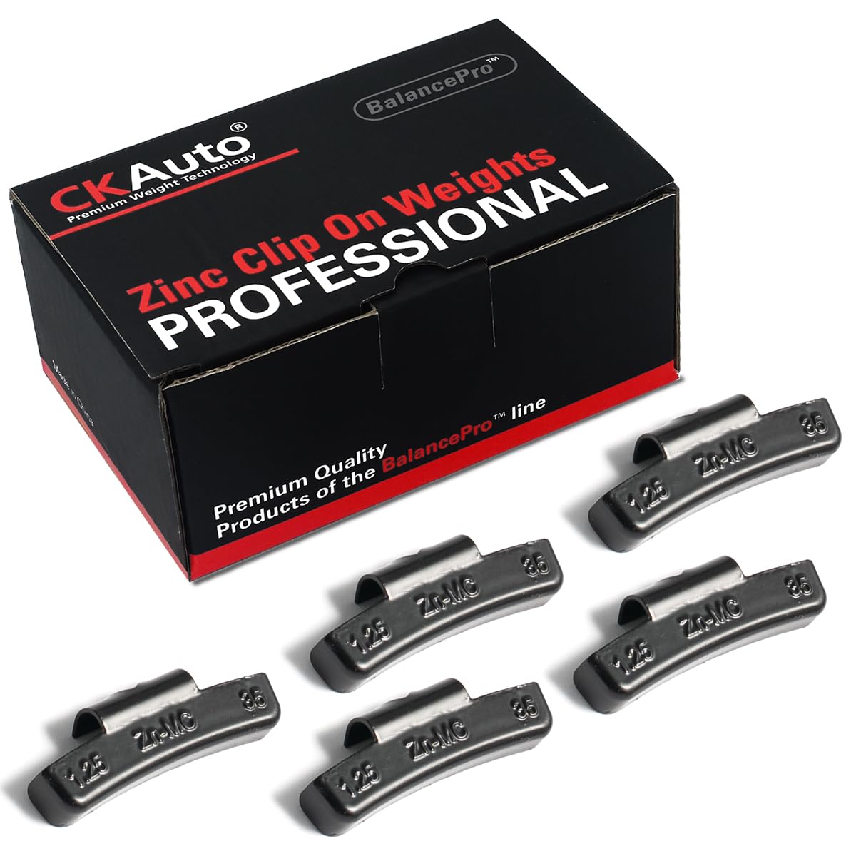 CKAuto MC Style Zinc Clip on Wheel Weights, Coated, suitable for Aluminum Rims