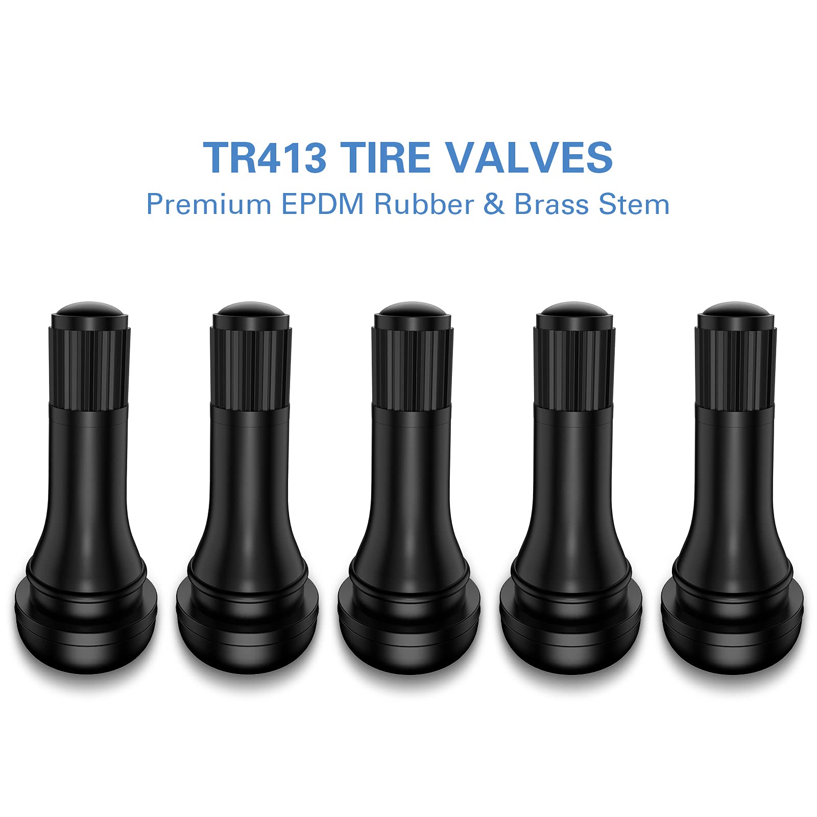 CKAuto Rubber Snap-in Short Black Tire Valve Stem for Tubeless Rim Holes on Standard Vehicle Tires
