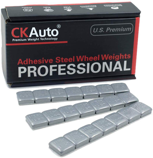 CKAuto 1/2oz, 0.5oz, Grey, Adhesive Stick On Wheel Weights, 63 oz/ 4 lb/Box, OE Quality, (126pcs)