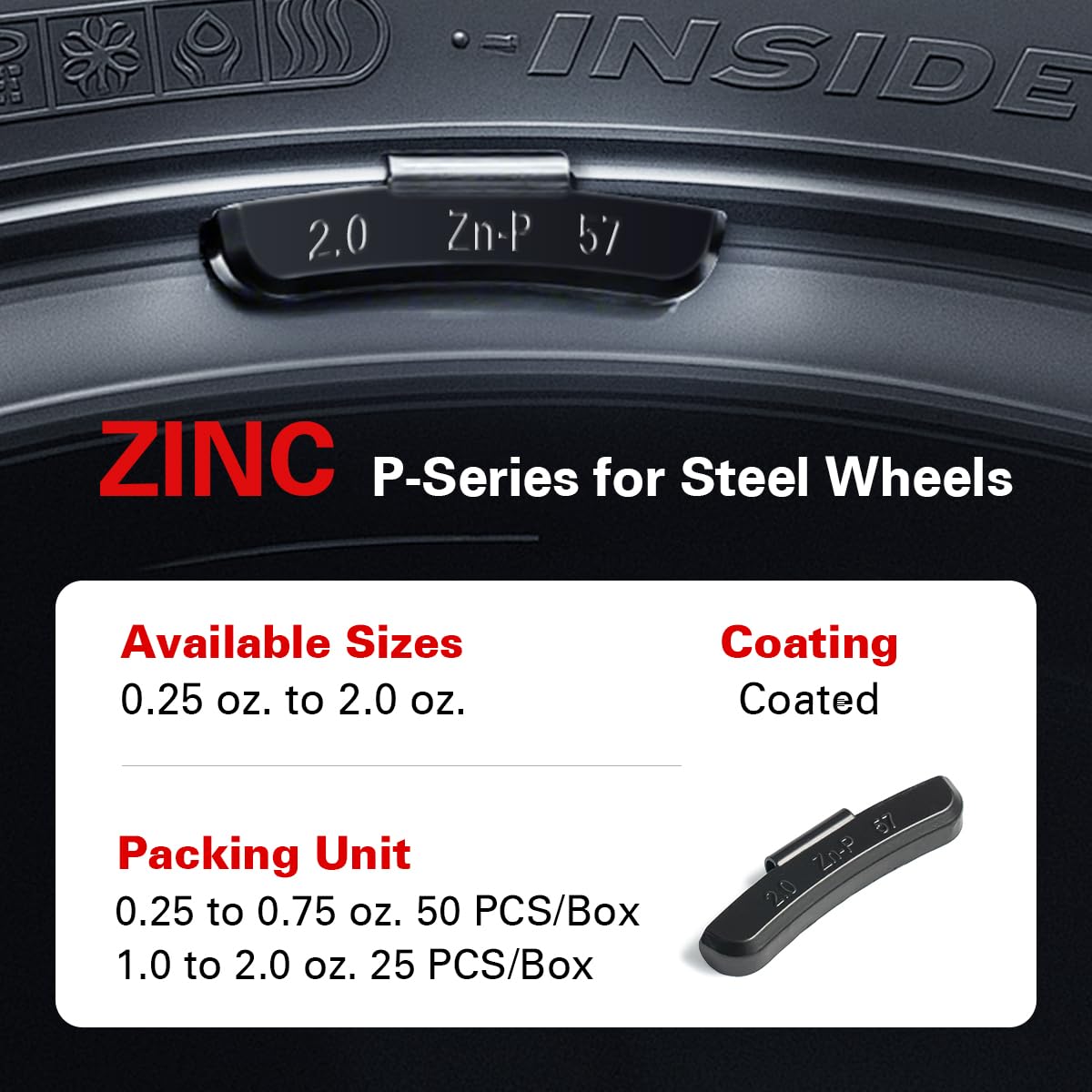 CKAuto P Series Zinc Clip on Wheel Weights Assortment, Fit for Steel Wheel