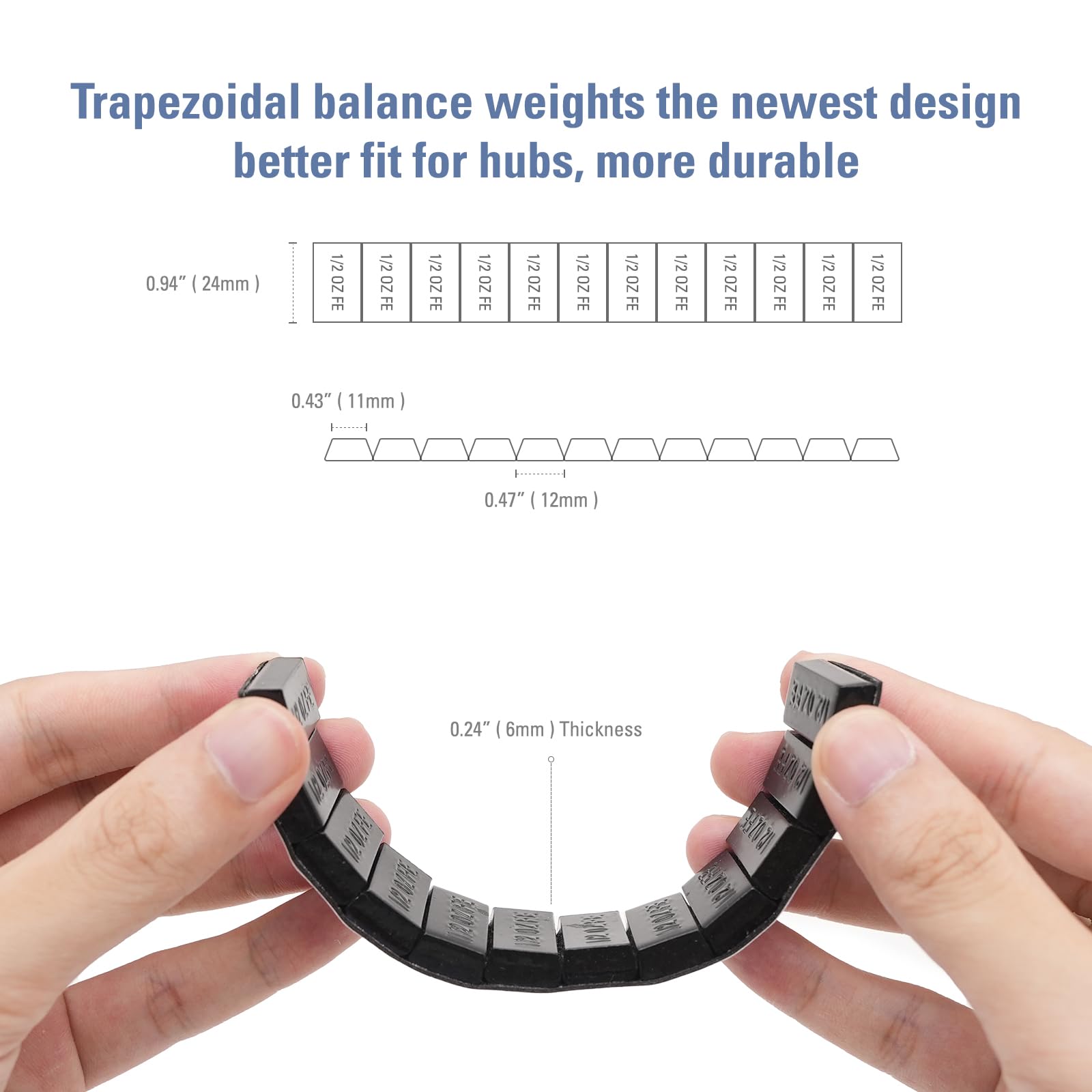 CKAuto Trapezium Adhesive Stick on Wheel Weights,EasyPeel Tape, 72oz/Box, US Quality