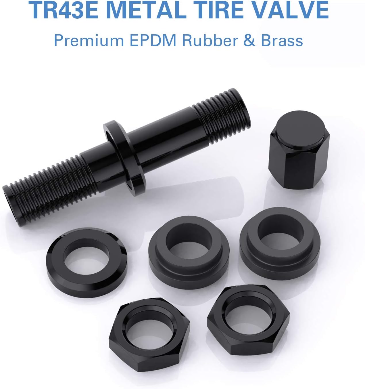 CKAuto 5 Pcs VS43/TR43E Tubeless Metal Clamp-in Valve Stems, Black Finish