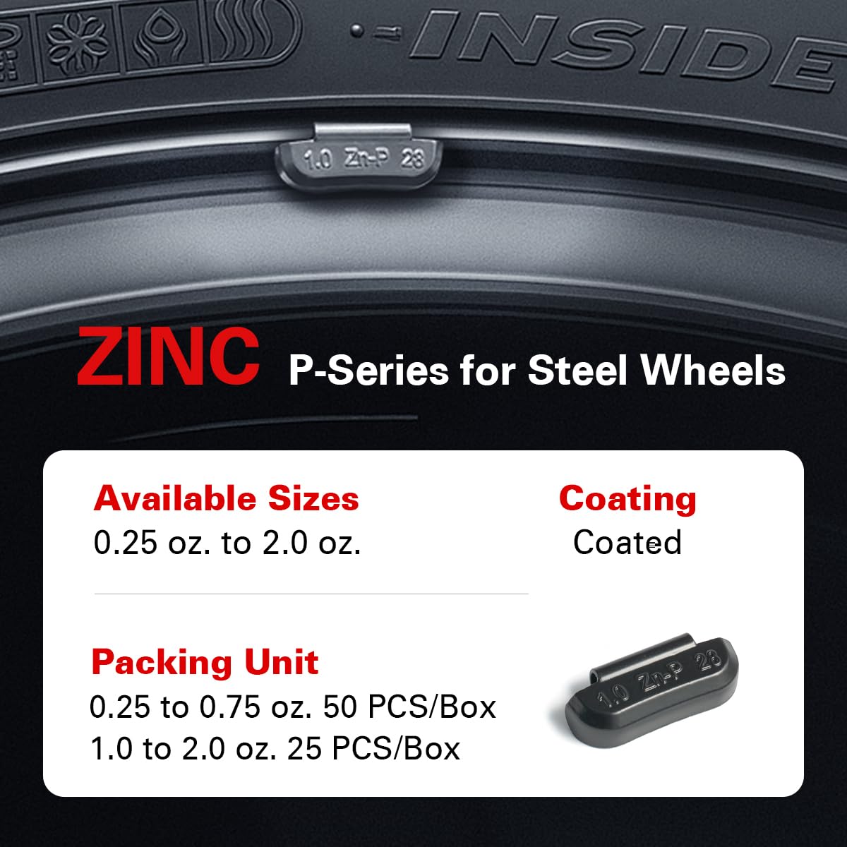CKAuto P Series Zinc Clip on Wheel Weights Assortment, Fit for Steel Wheel