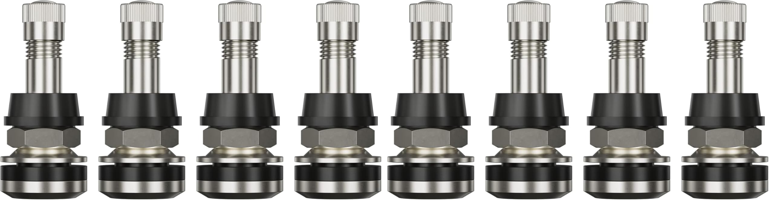 CKAuto TR416 Metal Valve Stems Outer Mount Fits .453" & .625" Rim Holes Long 1 1/2", Silver