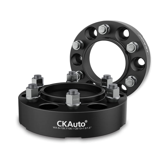 CKAuto 4 Pack 6x5.5 Hub Centric Wheel Spacers, 1.50" 6x139.7mm Wheel Spacers, 106.1mm Center Bore with M12x1.5 Studs