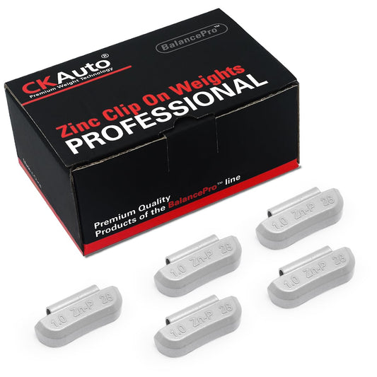 CKAuto 100Pcs P Series Zinc Clip on Wheel Weights Assortment, 0.25oz, 0.5oz, 0.75oz, 1.0oz, 25pcs for Each Size Fit for Steel Wheel