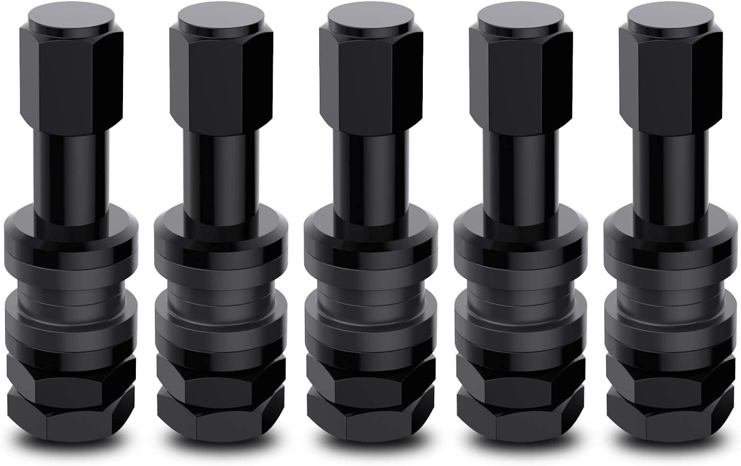 CKAuto 5 Pcs VS43/TR43E Tubeless Metal Clamp-in Valve Stems, Black Finish