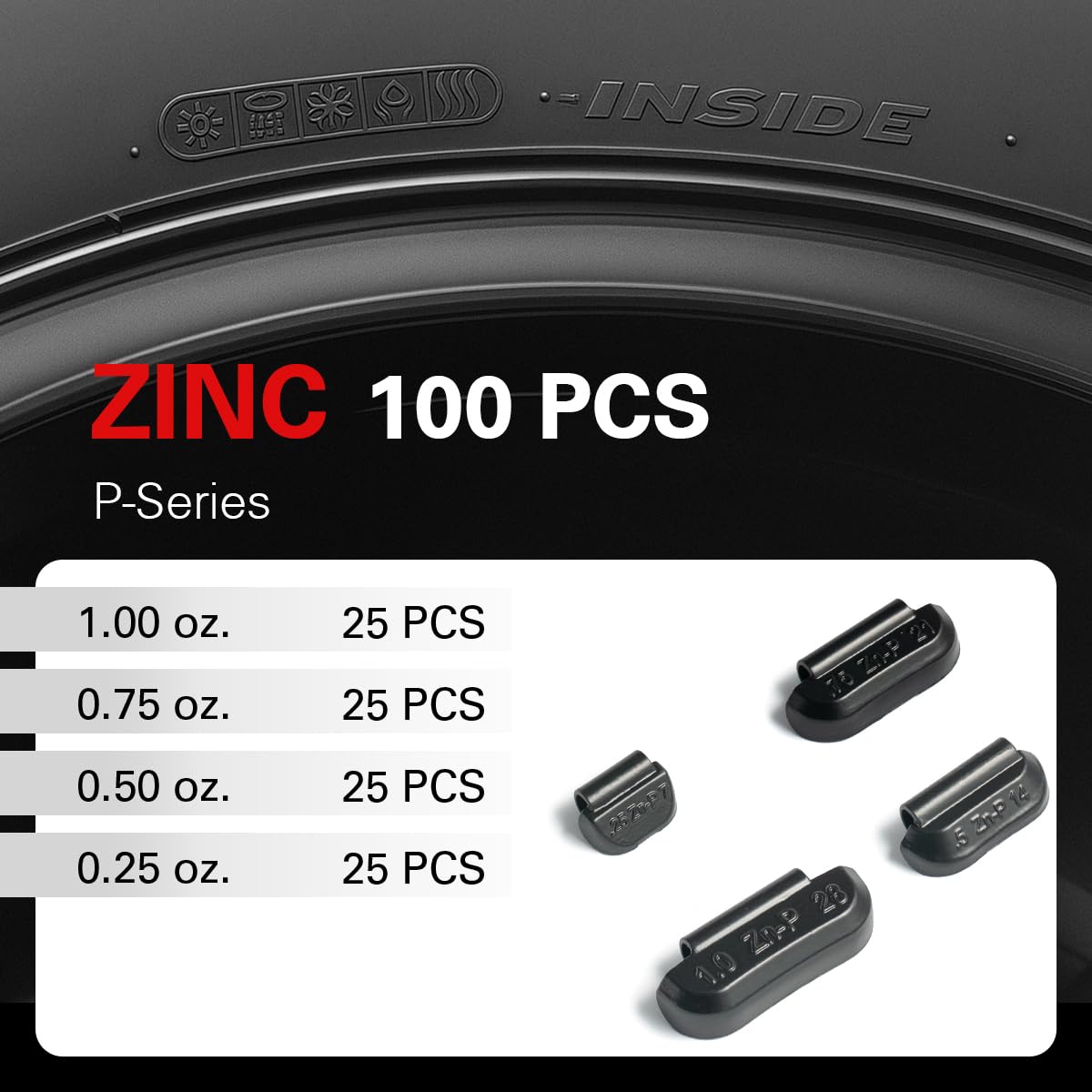 CKAuto P Series Zinc Clip on Wheel Weights Assortment, Fit for Steel Wheel
