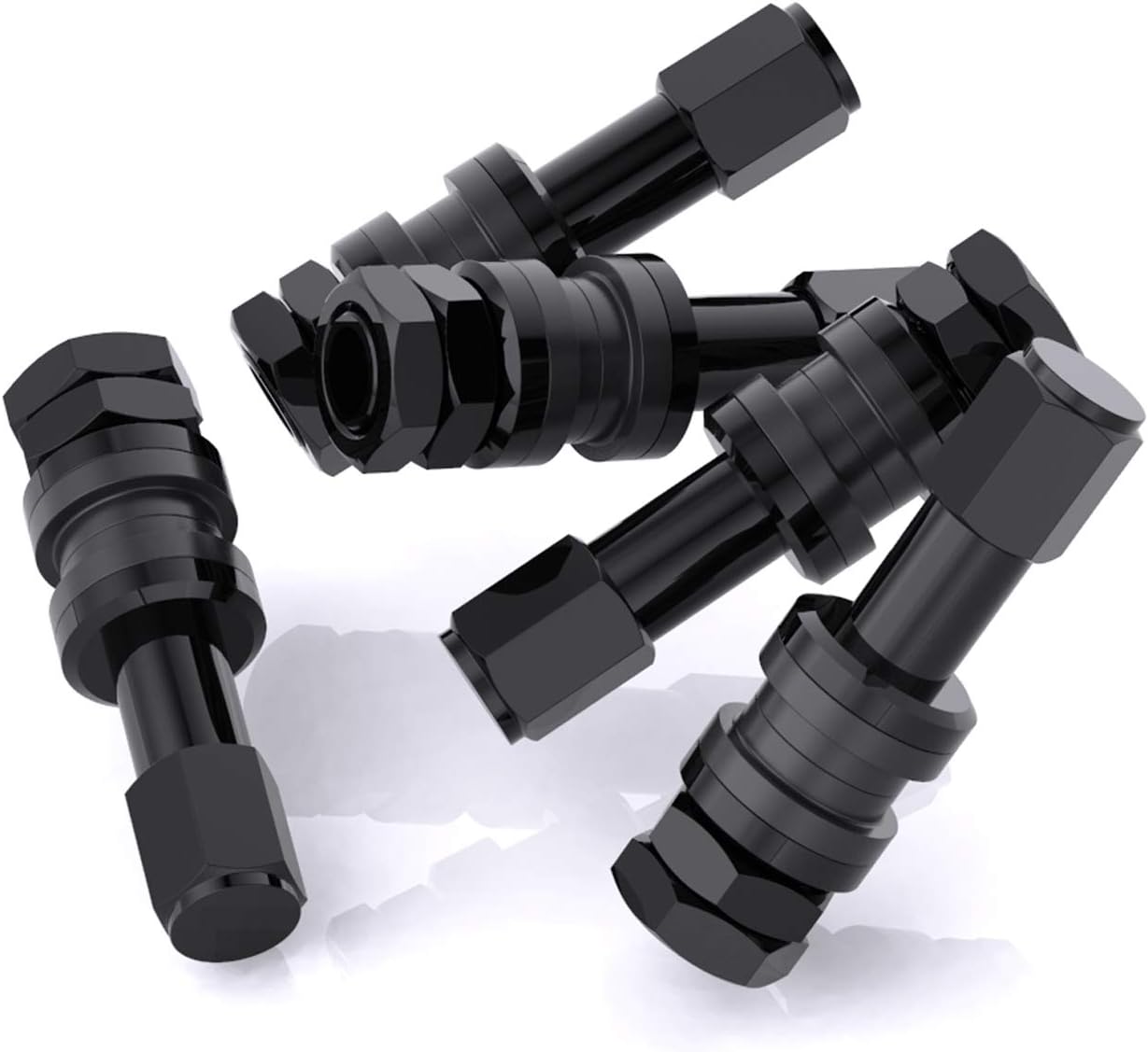 CKAuto 5 Pcs VS43/TR43E Tubeless Metal Clamp-in Valve Stems, Black Finish