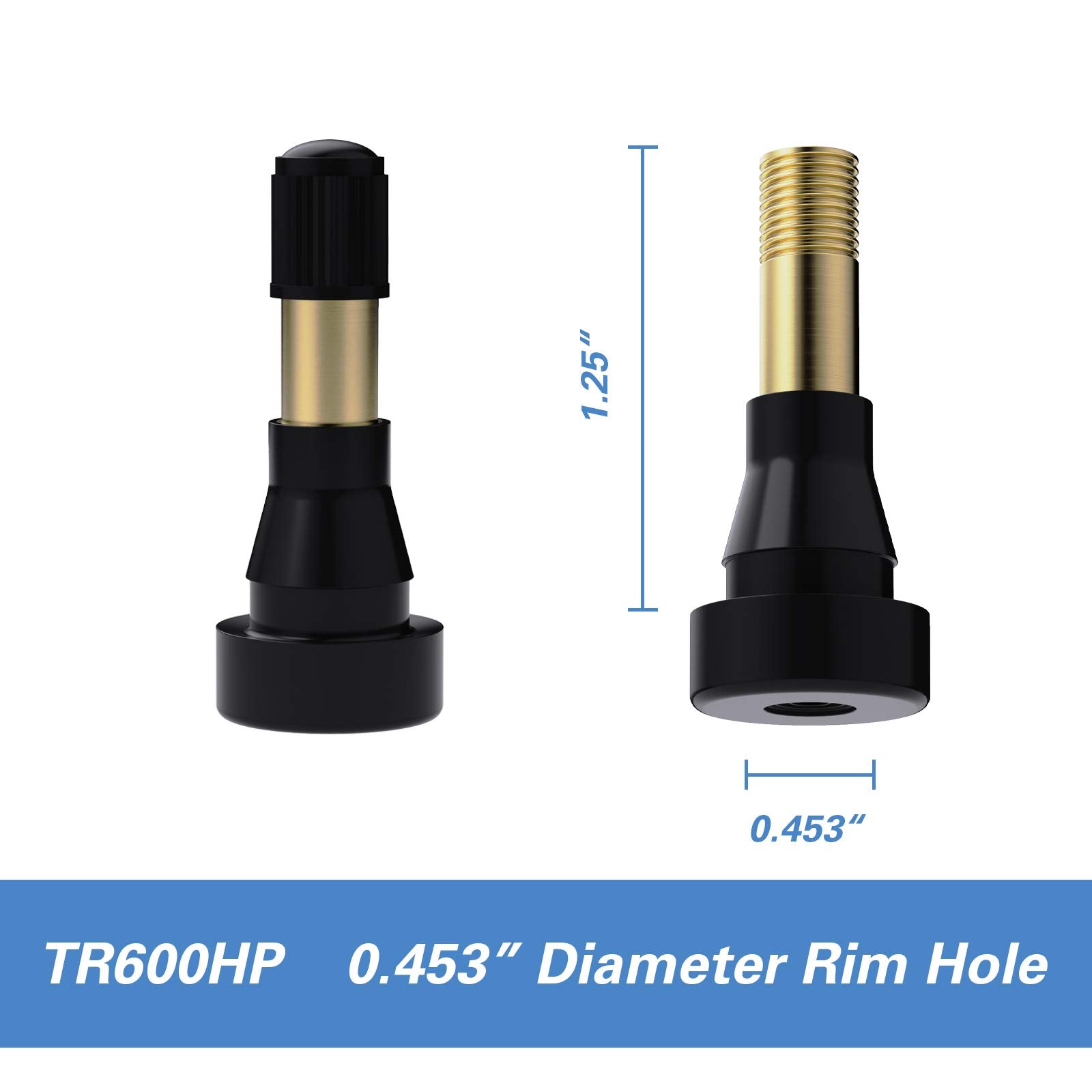 CKAuto TR600HP High Pressure Brass Rubber Snap-in Tire Valve Stem (50pcs/Bag)