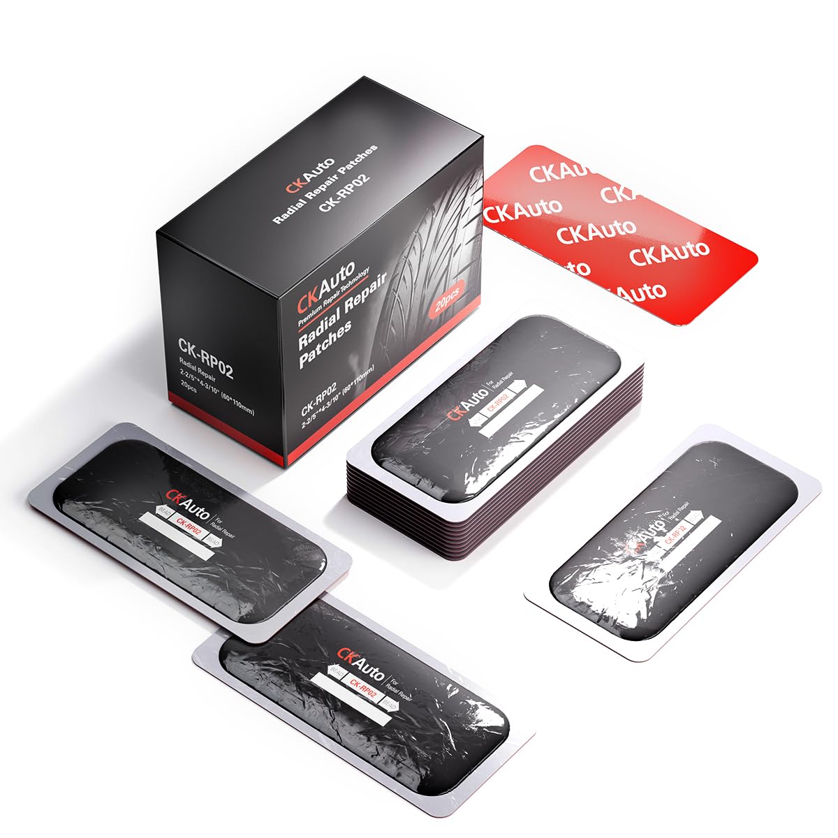 CKAuto Radial Tire Repair Patch Kit Heavy Duty, Tire Plug Repair Kit Flat for Cars, Vans, SUVs, Buses & Heavy Trucks Tractor Agricultural Vehicles, Rectangle
