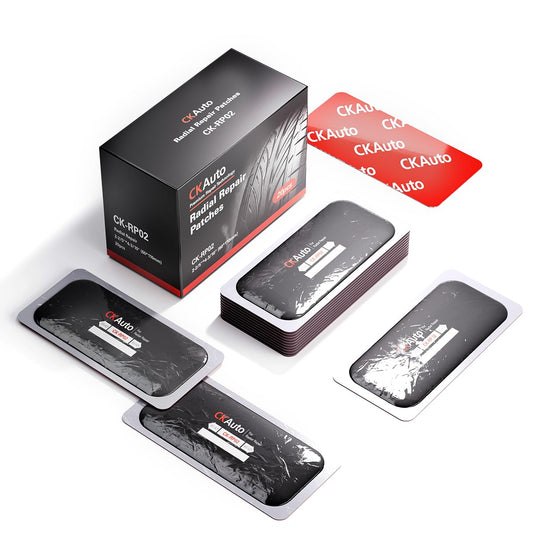 CKAuto Radial Tire Repair Patch Kit Heavy Duty, Tire Plug Repair Kit Flat for Cars, Vans, SUVs, Buses & Heavy Trucks Tractor Agricultural Vehicles, Rectangle