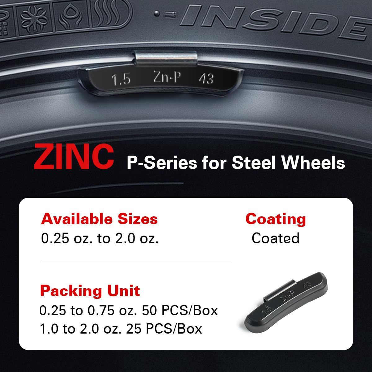 CKAuto P Series Zinc Clip on Wheel Weights Assortment, Fit for Steel Wheel