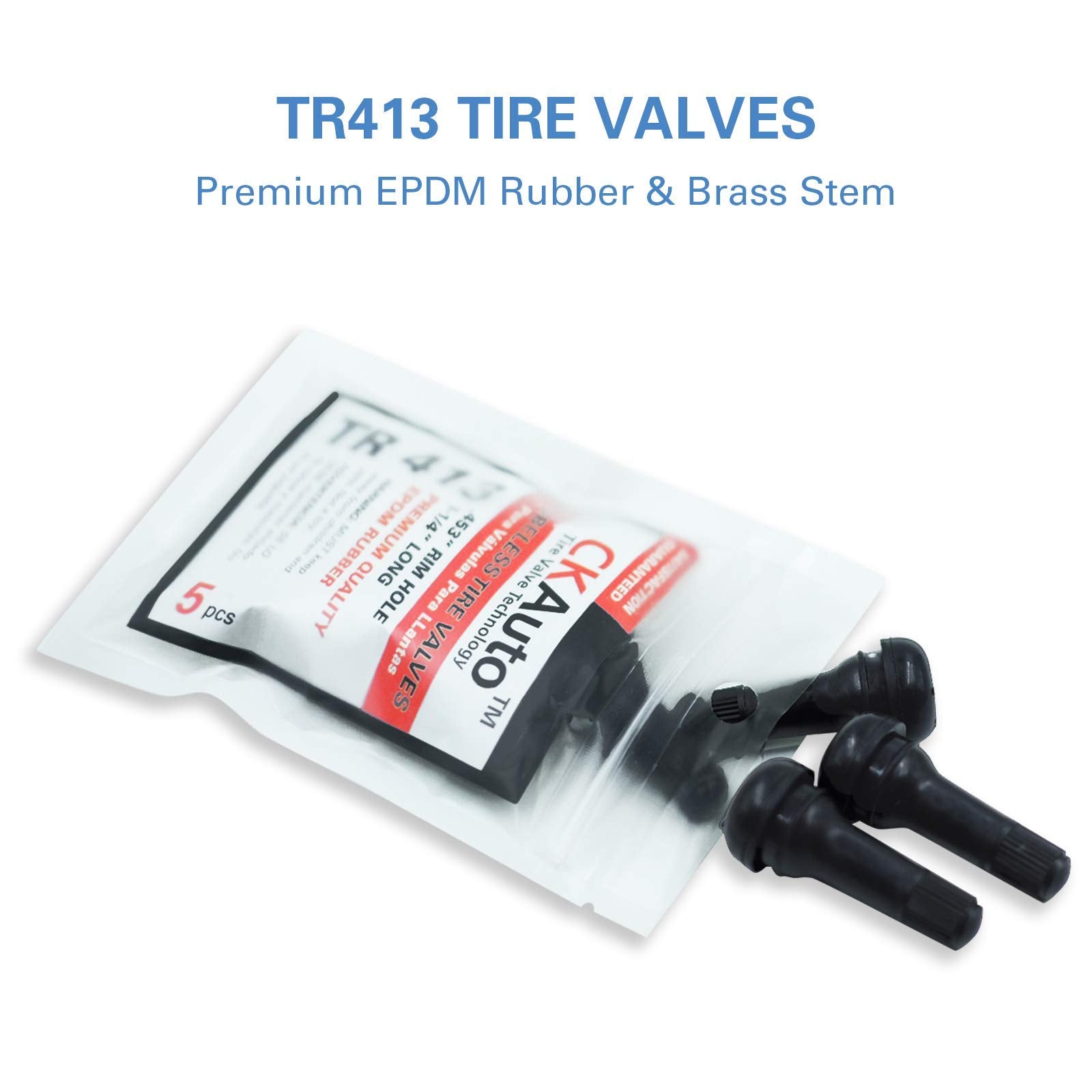 CKAuto Rubber Snap-in Short Black Tire Valve Stem for Tubeless Rim Holes on Standard Vehicle Tires