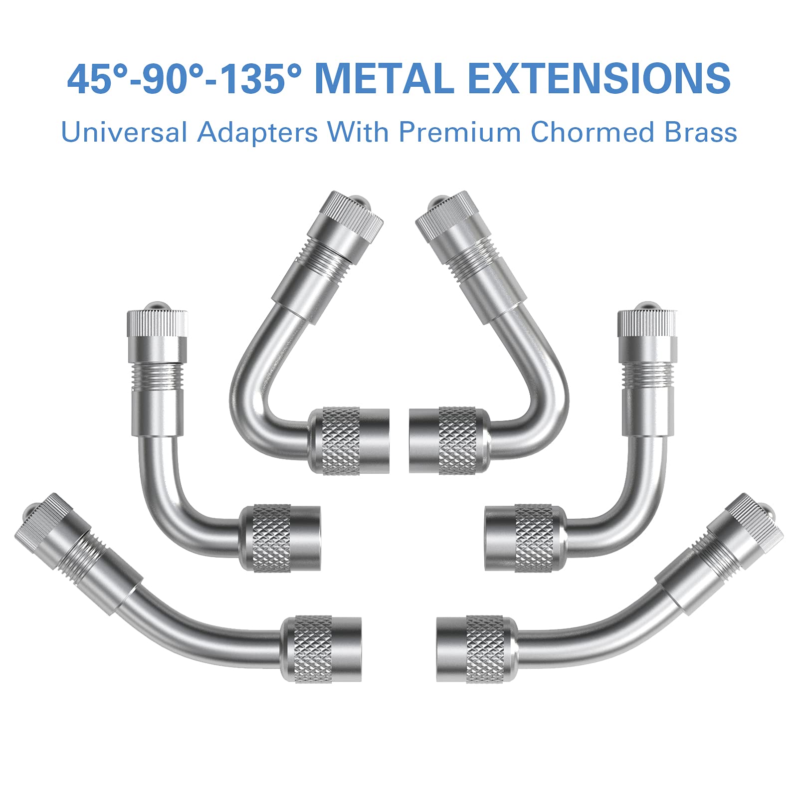 CKAutoMetal Valve Stem Extenders, Universal Valve Stem Extensions Made of EPDM Rubber, Fit for Heavy Vehicles, Silver