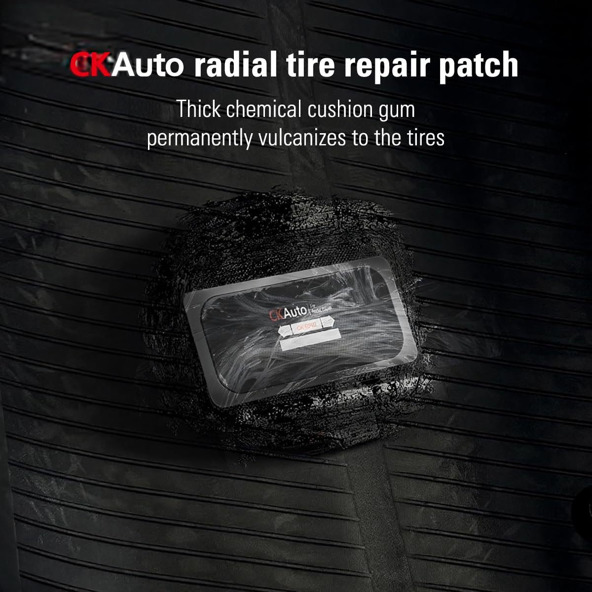 CKAuto Radial Tire Repair Patch Kit Heavy Duty, Tire Plug Repair Kit Flat for Cars, Vans, SUVs, Buses & Heavy Trucks Tractor Agricultural Vehicles, Rectangle