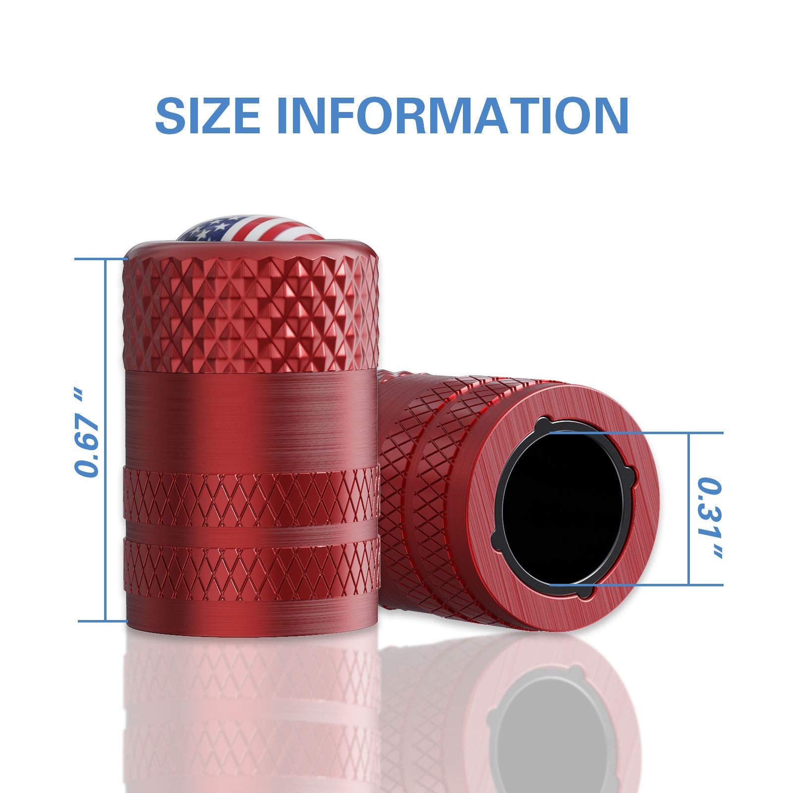 CKAuto American Flag Valve Stem Caps, Aluminum USA Tire Valve Caps, Universal Dust Proof Stem Covers for Cars, Trucks, Bikes, Motorcycles, Bicycles, Corrosion Resistant
