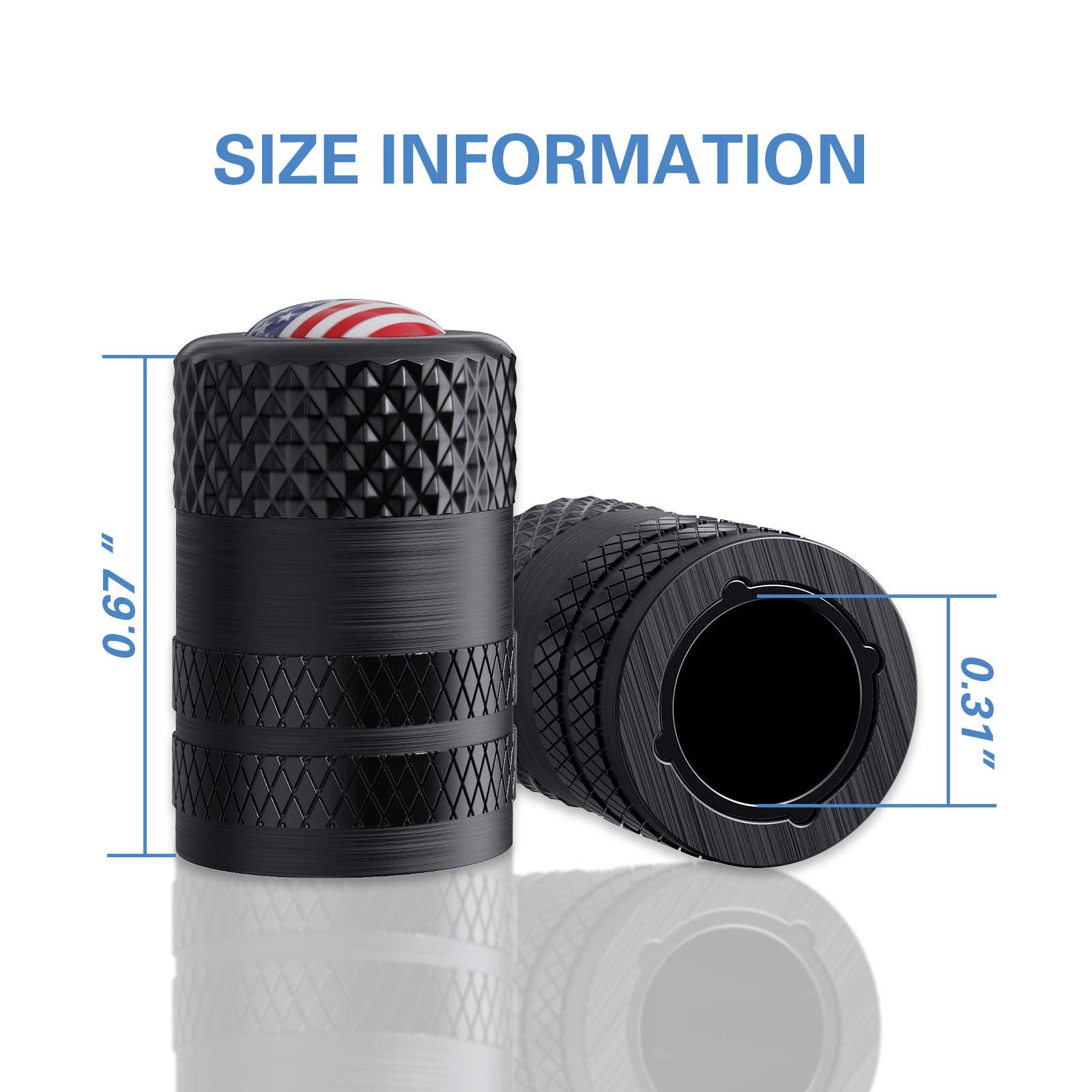 CKAuto American Flag Valve Stem Caps, Aluminum USA Tire Valve Caps, Universal Dust Proof Stem Covers for Cars, Trucks, Bikes, Motorcycles, Bicycles, Corrosion Resistant
