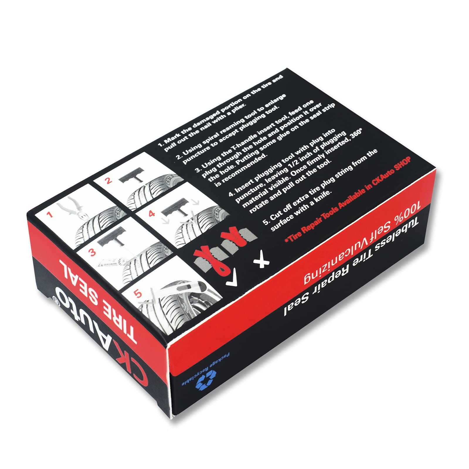 CKAuto Tire Repair Strings, Automotive Tool Tire Repair Plugs for Tubeless Off-Road Tires Car, Bike, ATV, UTV, Wheelbarrow, Mower