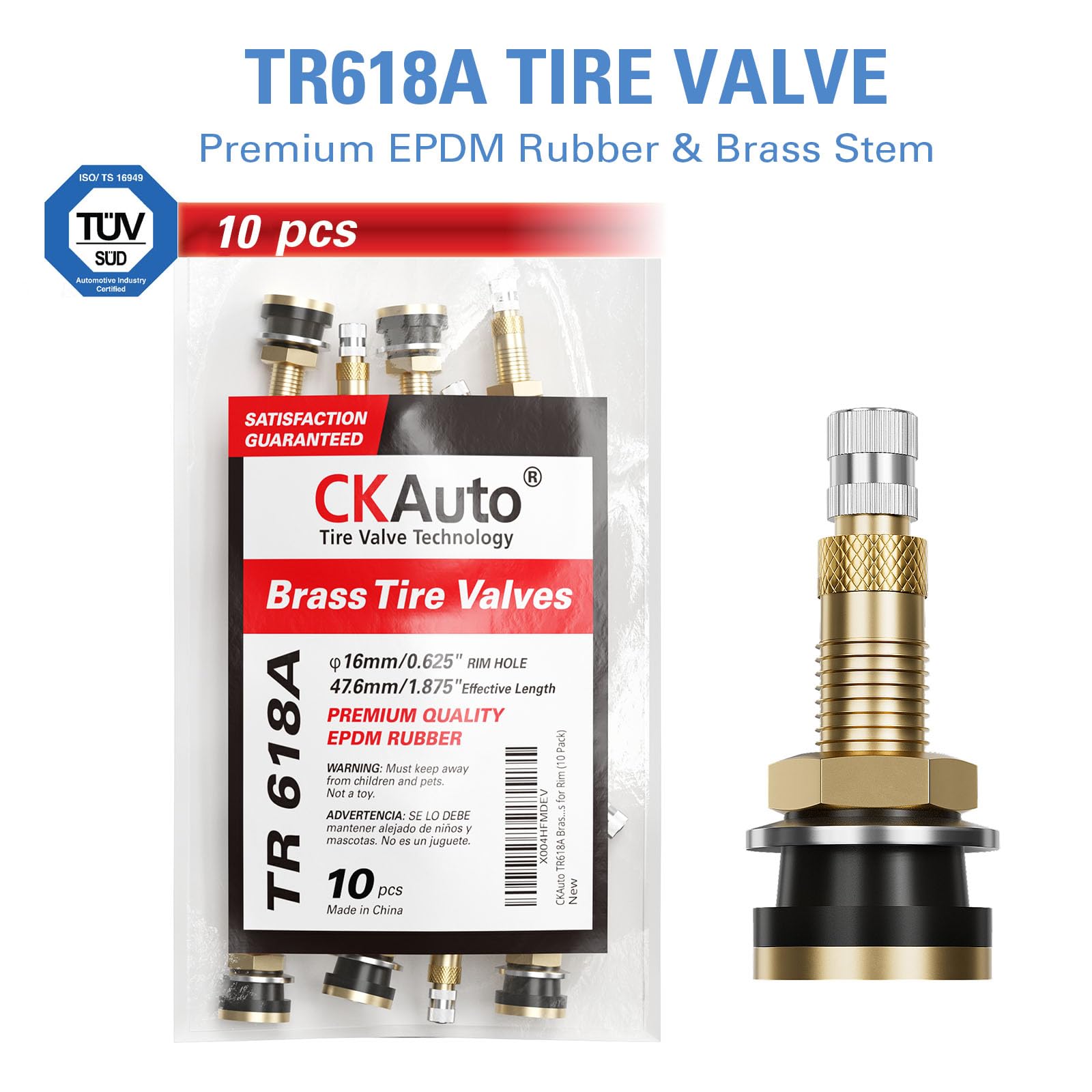 CKAuto Brass Commercial Valve Stems for Rim Φ.625"