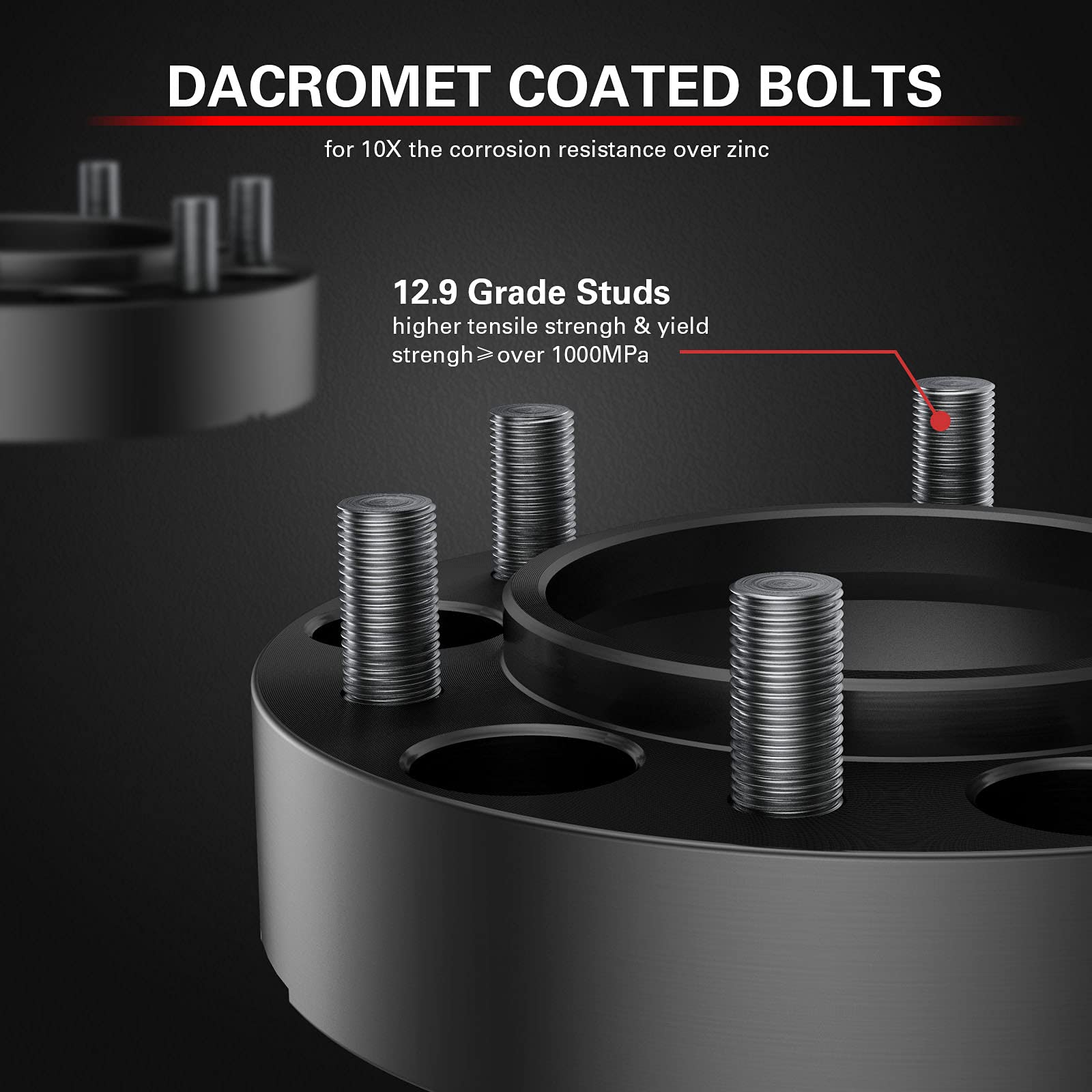 CKAuto 6x5.5 Hub Centric Wheel Spacers,  6x139.7mm Wheel Spacers, 106.1mm Center Bore with M12x1.5 Studs