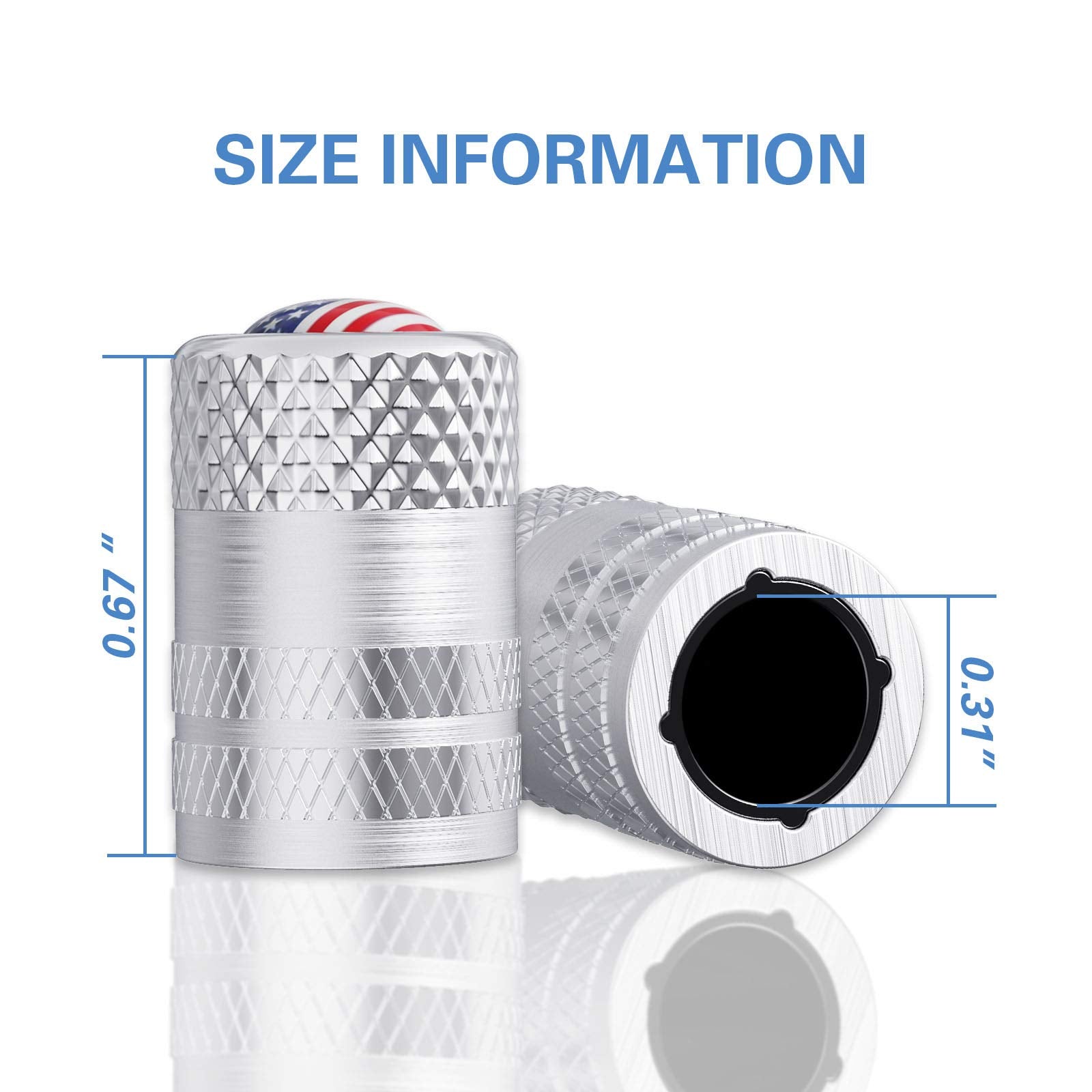 CKAuto American Flag Valve Stem Caps, Aluminum USA Tire Valve Caps, Universal Dust Proof Stem Covers for Cars, Trucks, Bikes, Motorcycles, Bicycles, Corrosion Resistant