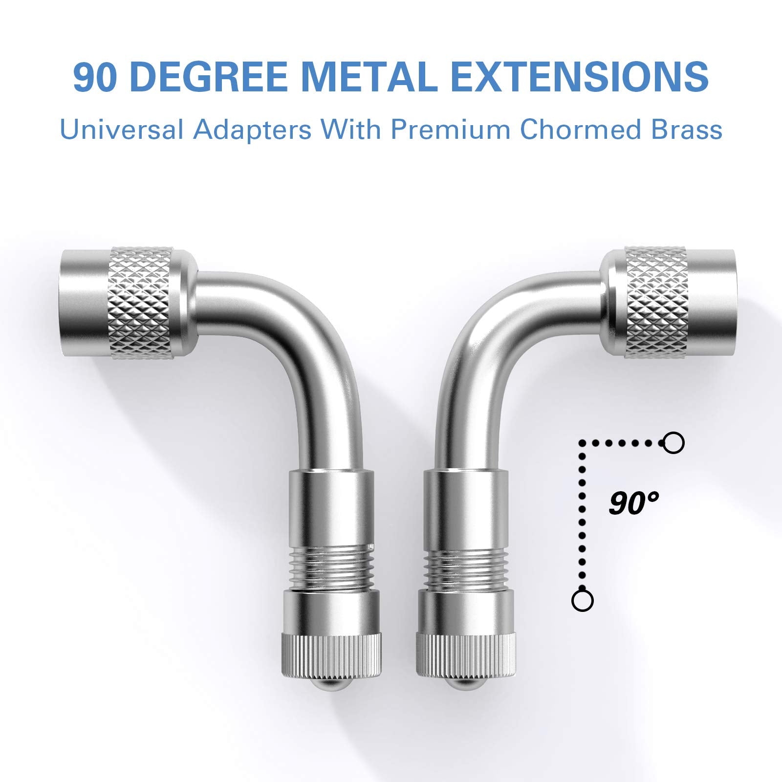 CKAutoMetal Valve Stem Extenders, Universal Valve Stem Extensions Made of EPDM Rubber, Fit for Heavy Vehicles, Silver