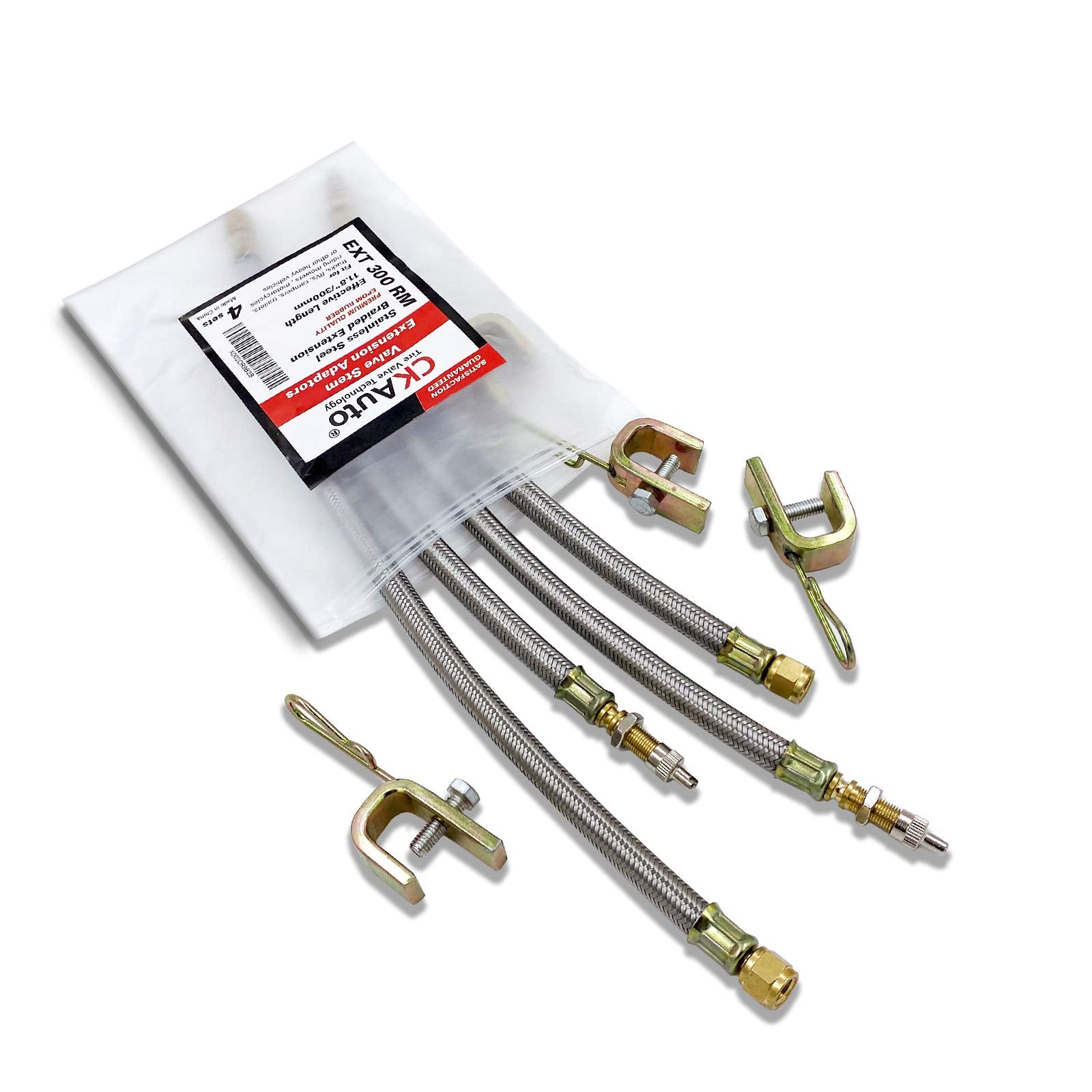 CKAutoMetal Valve Stem Extenders, Universal Valve Stem Extensions Made of EPDM Rubber, Fit for Heavy Vehicles, Silver