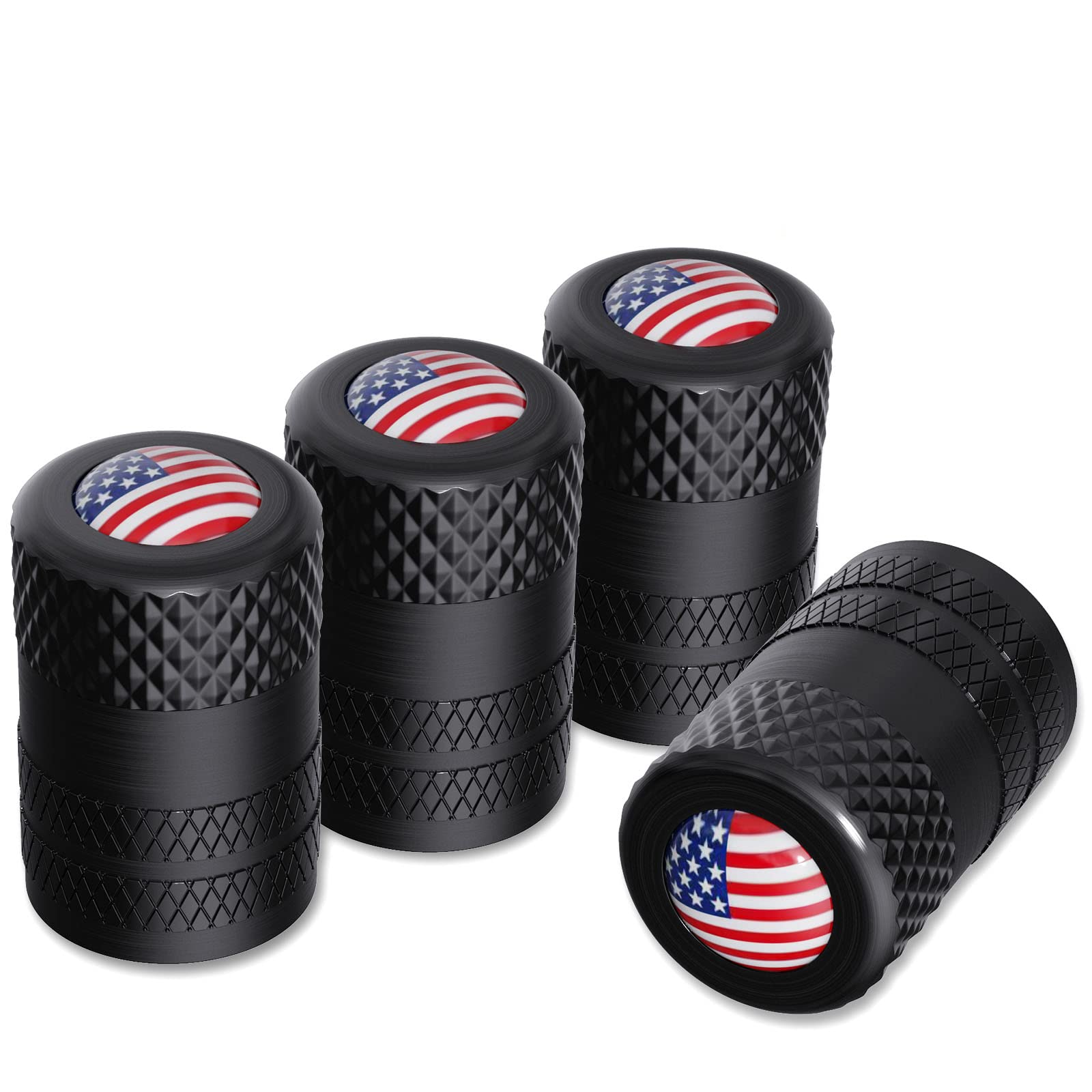 CKAuto American Flag Valve Stem Caps, Aluminum USA Tire Valve Caps, Universal Dust Proof Stem Covers for Cars, Trucks, Bikes, Motorcycles, Bicycles, Corrosion Resistant