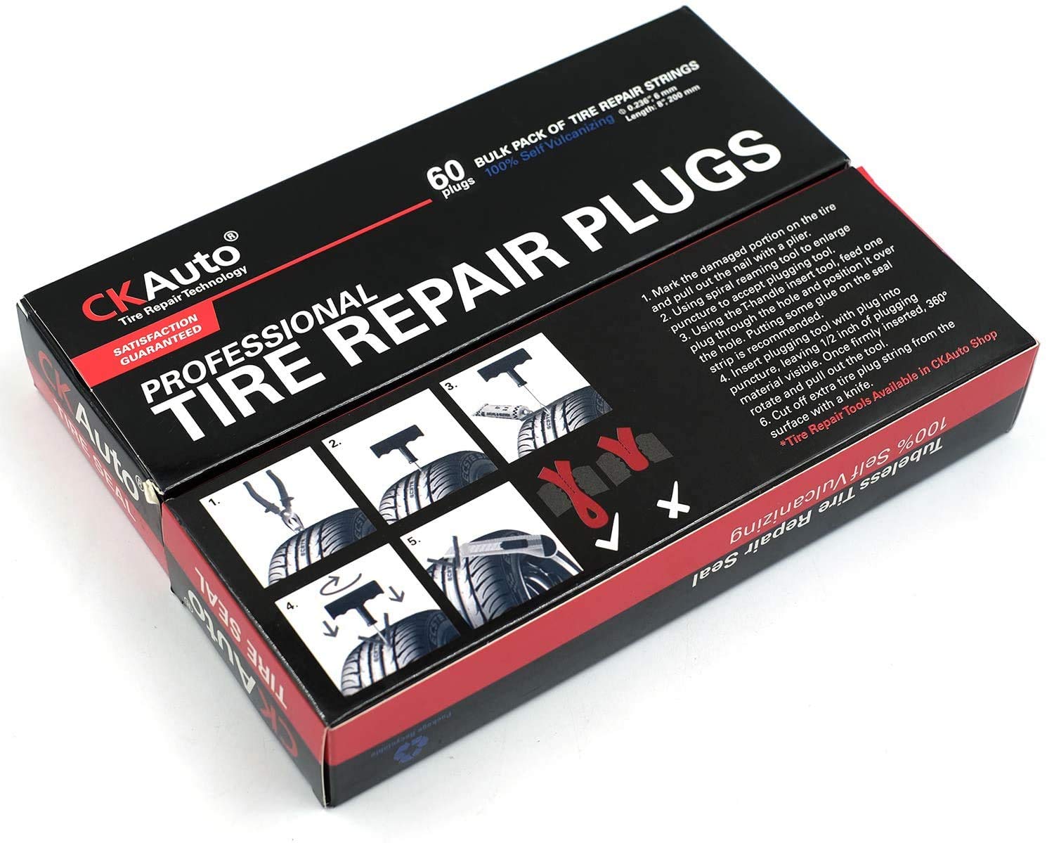 CKAuto Tire Repair Strings, Automotive Tool Tire Repair Plugs for Tubeless Off-Road Tires Car, Bike, ATV, UTV, Wheelbarrow, Mower