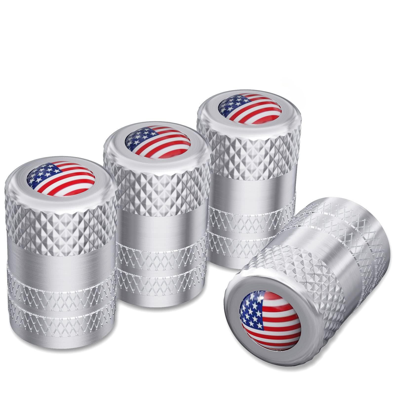 CKAuto American Flag Valve Stem Caps, Aluminum USA Tire Valve Caps, Universal Dust Proof Stem Covers for Cars, Trucks, Bikes, Motorcycles, Bicycles, Corrosion Resistant